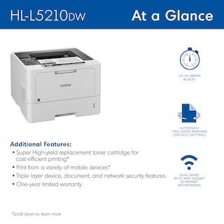 Foto 3 | Impresora Láser Brother Hl-l5210dw Monocromática Con Dúplex - Venta Internacional.