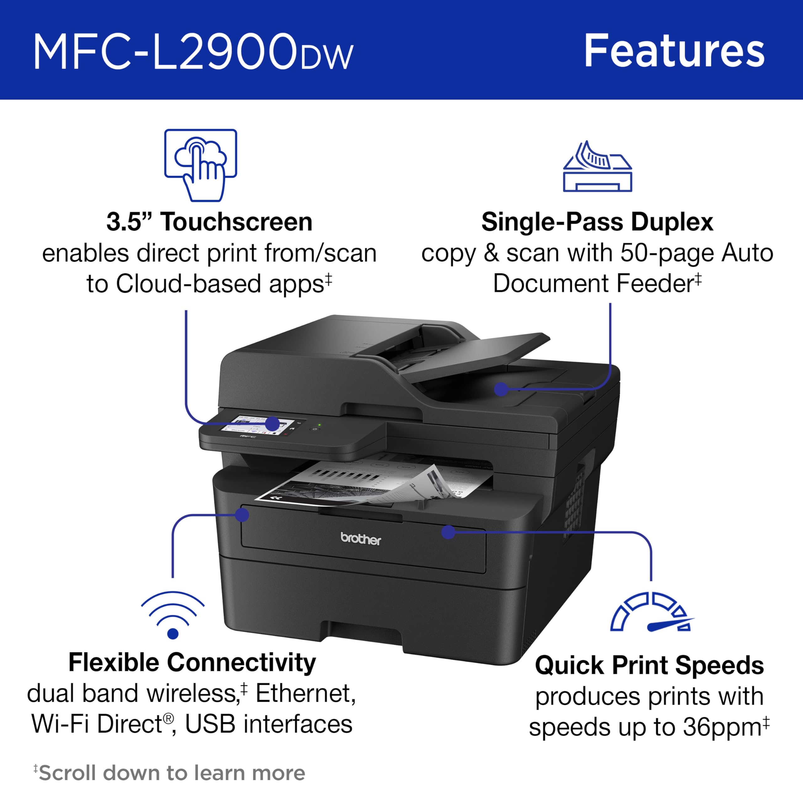 Foto 3 pulgar | Impresora Brother Mfc-l2900dw Inalámbrica Compacta Monocromática - Venta Internacional.