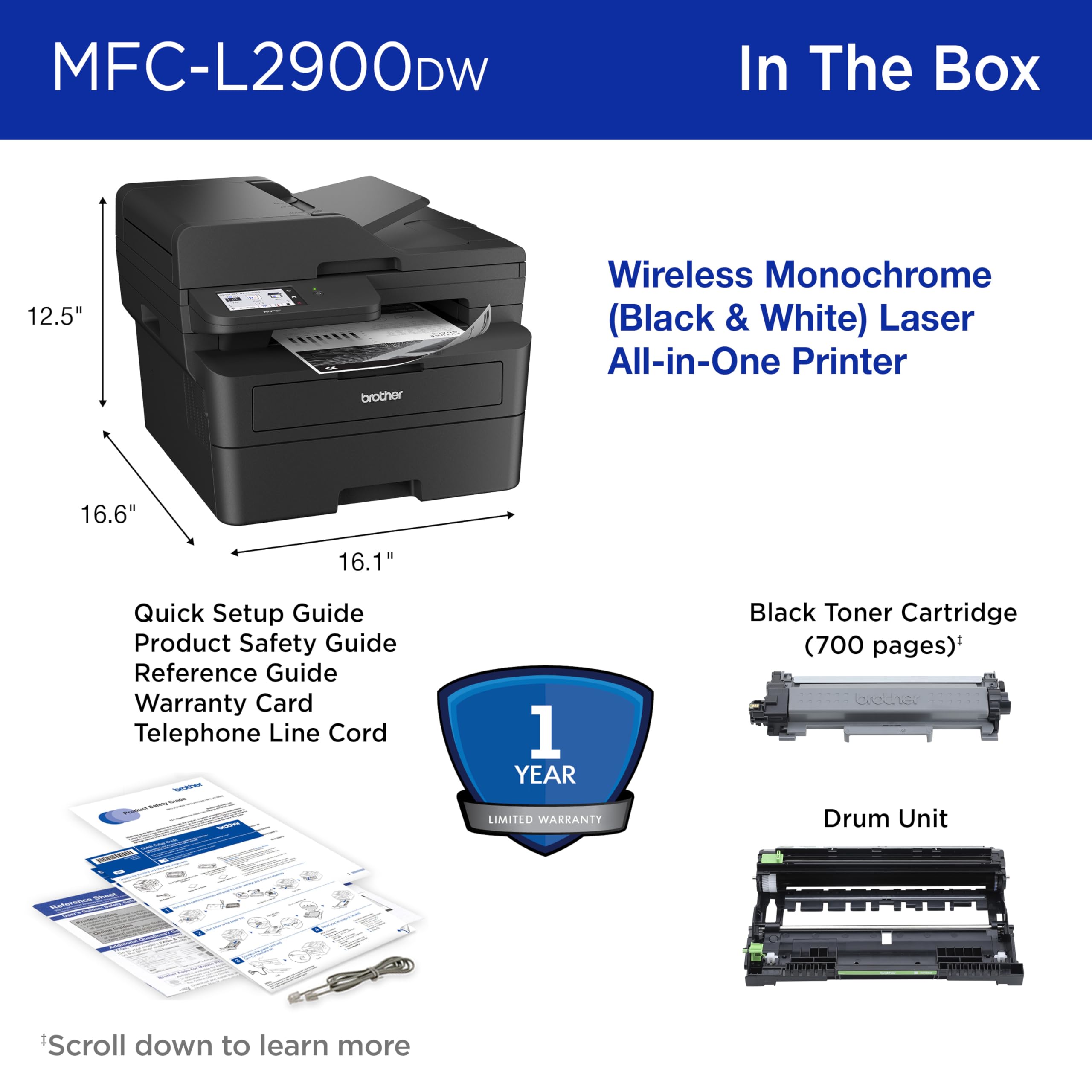 Foto 6 | Impresora Brother Mfc-l2900dw Inalámbrica Compacta Monocromática - Venta Internacional.