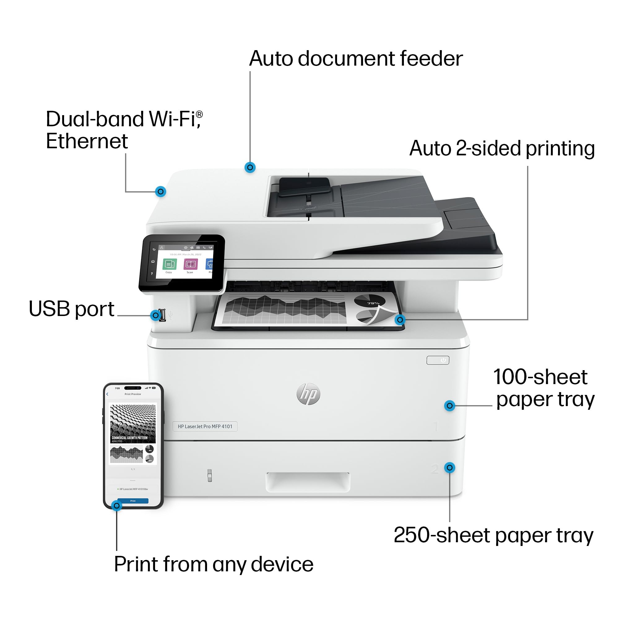 Foto 5 pulgar | Impresora Láser Multifunción Hp Laserjet Pro Mfp 4101fdw - Venta Internacional.