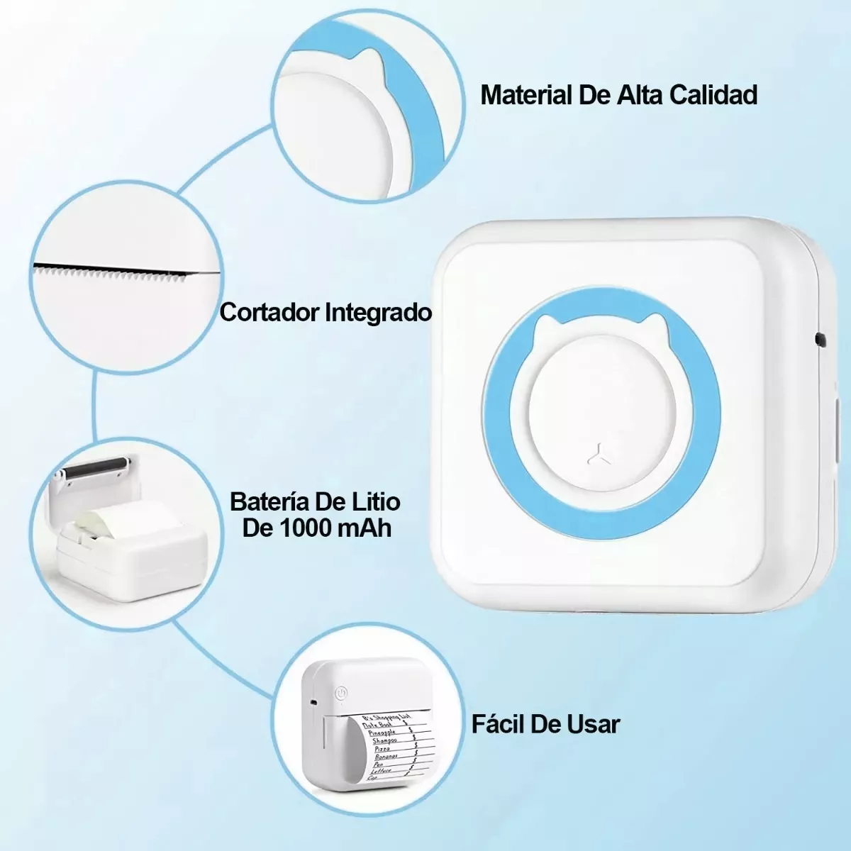 Foto 2 | Mini Impresora Térmica Bluetooth Portátil Inalámbrica Eo Safe Imports Esi-12717 Multicolor