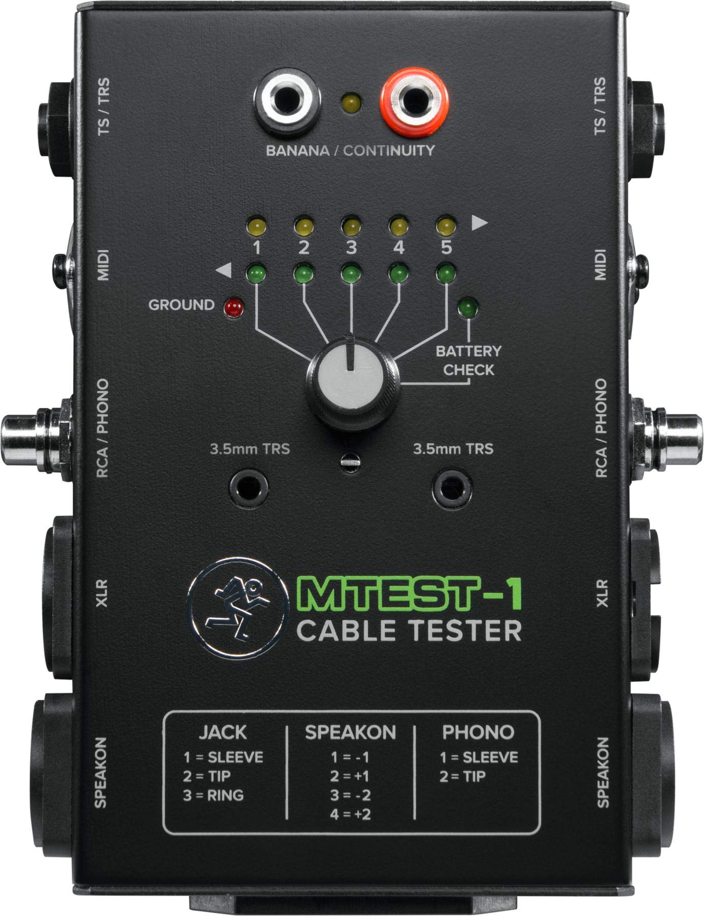 Foto 2 pulgar | Comprobador De Cables Mackie Mtest-1, Interruptor De 5 Vías Alimentado Por Batería - Venta Internacional.