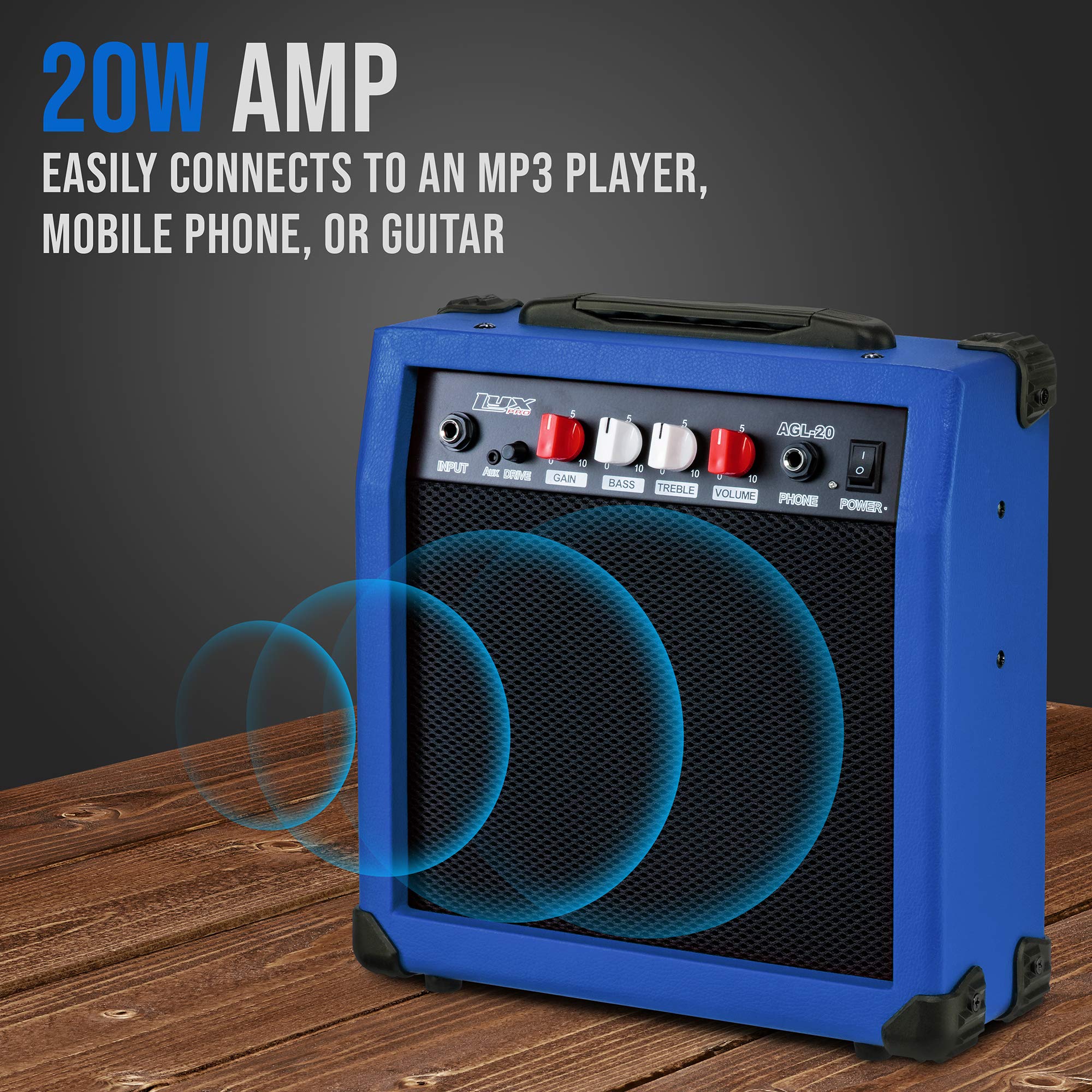 Foto 4 pulgar | Amplificador Para Guitarra Eléctrica Lyxpro De 20 W Con Altavoz - Azul - Venta Internacional.