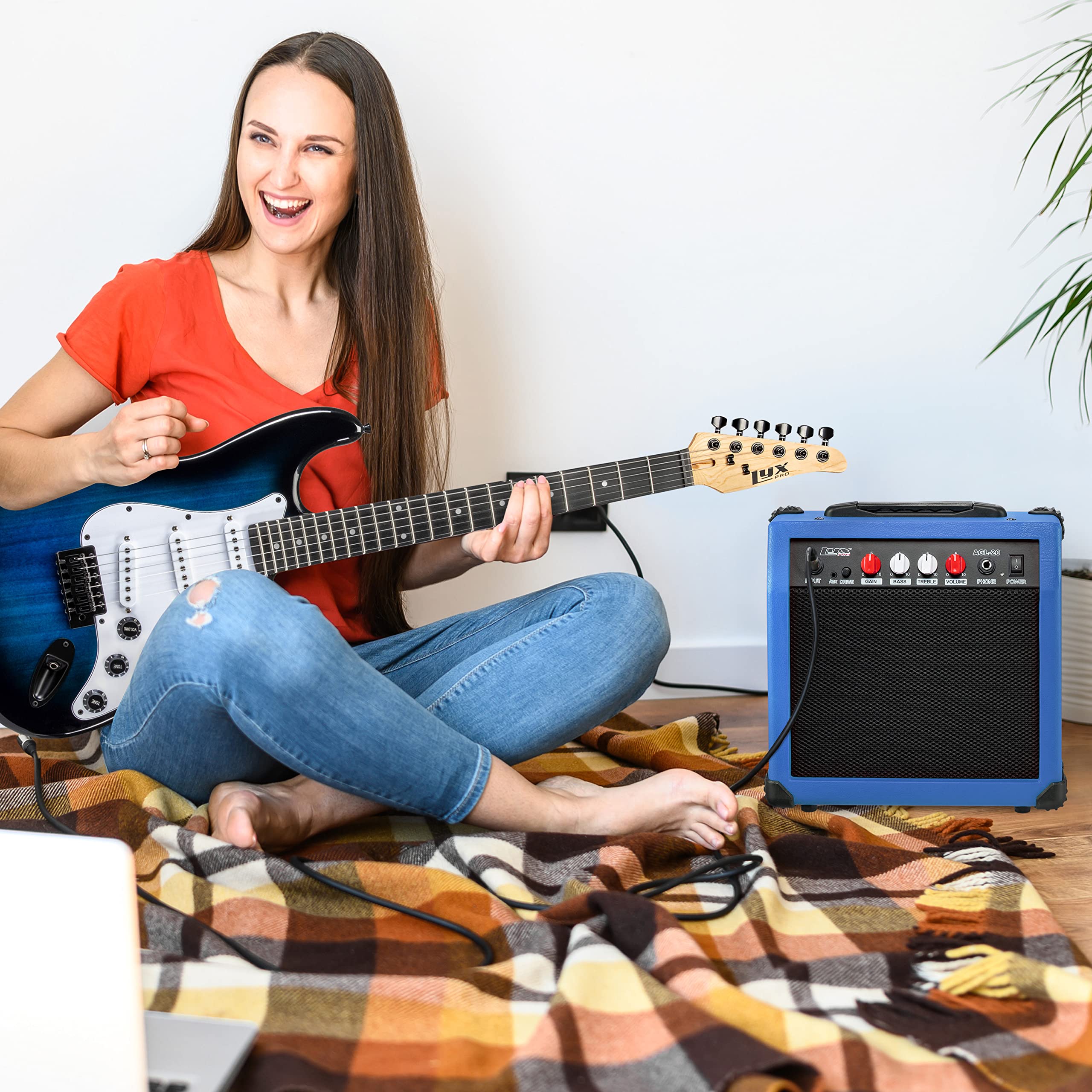 Foto 7 pulgar | Amplificador Para Guitarra Eléctrica Lyxpro De 20 W Con Altavoz - Azul - Venta Internacional.
