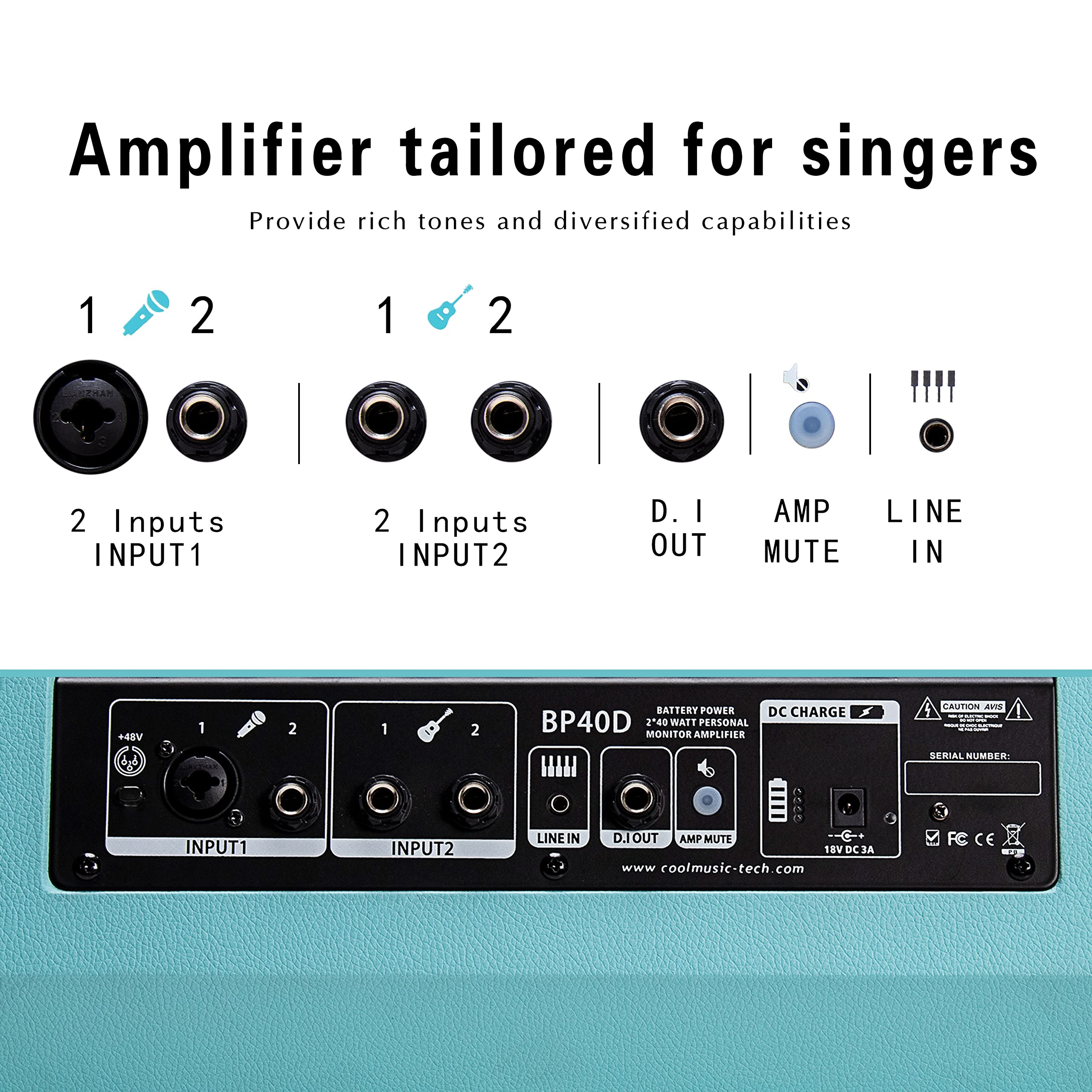 Foto 7 pulgar | Amplificador Eléctrico Para Guitarra Acústica Coolmusic Bp40d 80w - Venta Internacional.