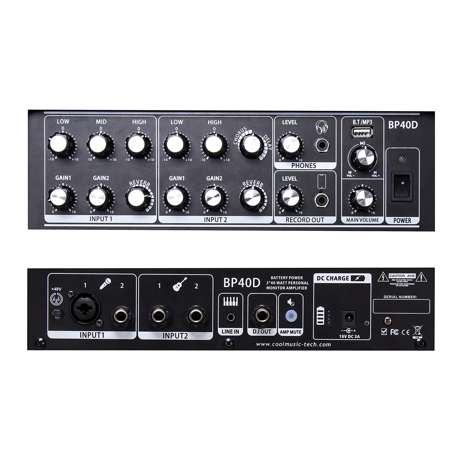 Foto 6 pulgar | Amplificador Eléctrico Para Guitarra Acústica Coolmusic Bp40d 80w - Venta Internacional.