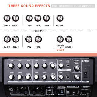 Foto 6 | Amplificador Eléctrico Para Guitarra Acústica Coolmusic Bp40d 80w - Venta Internacional.
