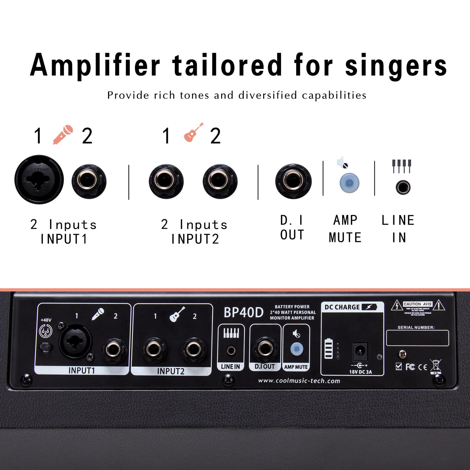 Foto 7 | Amplificador Eléctrico Para Guitarra Acústica Coolmusic Bp40d 80w - Venta Internacional.