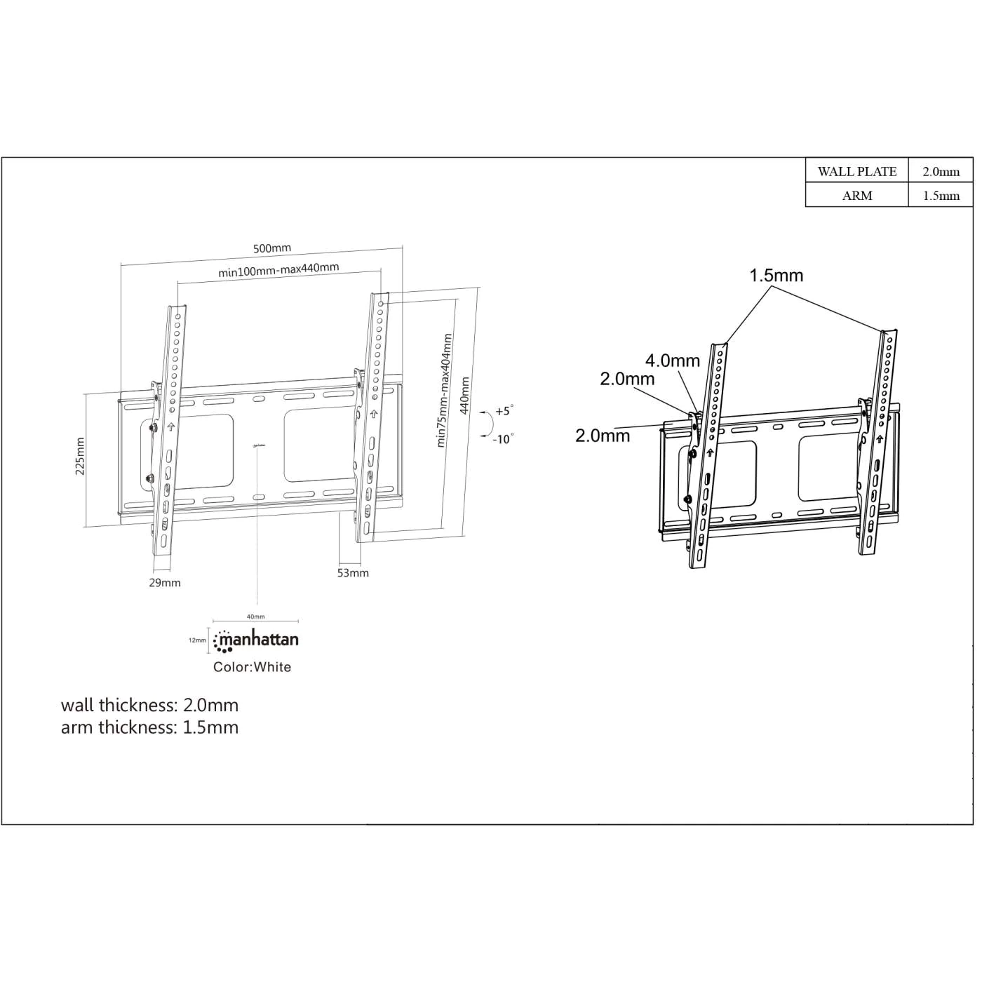 Foto 7 pulgar | Soporte Tv para Pared 80kg  Manhattan 461474  32'' A 55'' Alineación Ajuste Vertical