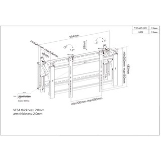 Foto 7 | Soporte TV Manhattan 461719 Negro para Videowall 70 KG 45 '' a 70 '' Pop-Out