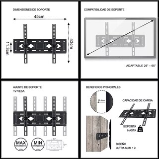 Foto 2 | Soporte para Pantallas Eo Safe Imports Esi-6116 Negro