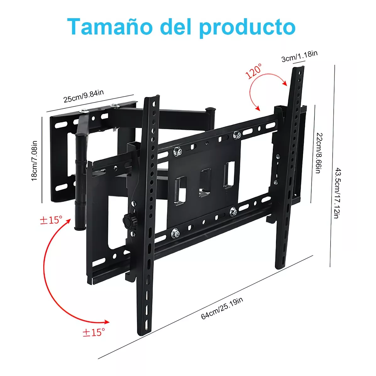 Foto 2 | Soporte De Pared Para Tv/monitor De 50'' A 80'' Eo Safe Imports Esi-15593 Negro