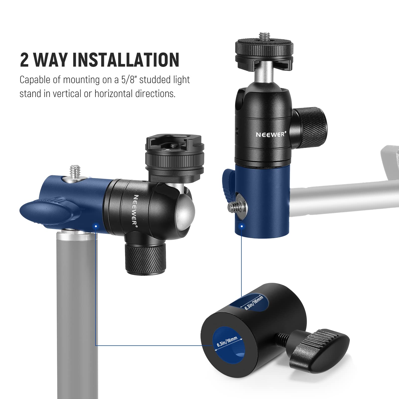 Foto 5 pulgar | Adaptador Neewer Para Montaje En Soporte De Luz Con Zapata Fría Y Cabeza Esférica - Venta Internacional.