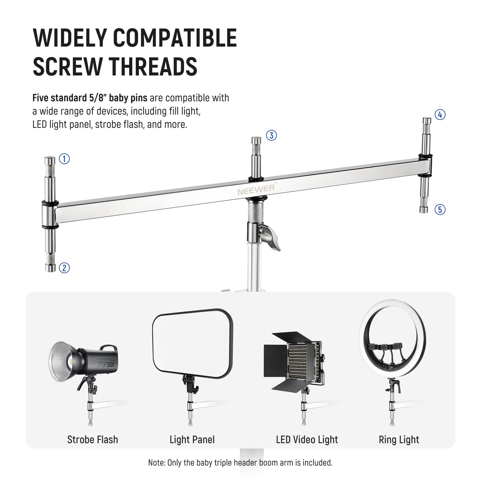 Foto 7 pulgar | Cabezal Triple Boom Arm Neewer Baby Para Luz Led Y Flash Estroboscópico - Venta Internacional.
