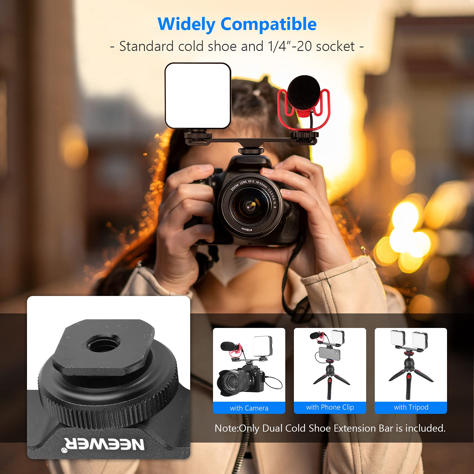 Foto 5 pulgar | Soporte Doble De Montaje En Frío Neewer Para Iphone Nikon Canon - Venta Internacional.