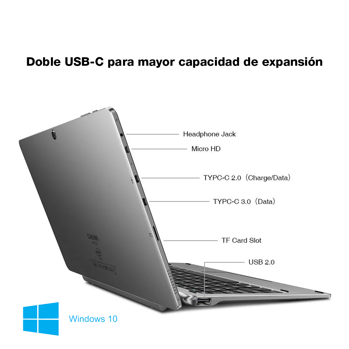 Foto 2 | Tablet Chuwi Hi10x 10.1'' 2 en 1 con Windows 6 Gb Ram 3 Piezas color Plata