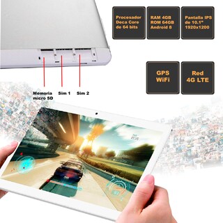 Foto 2 | Tablet Vak 101 Decacore 10'' 64gb 2 Sims 4g Android 5mp Turbo