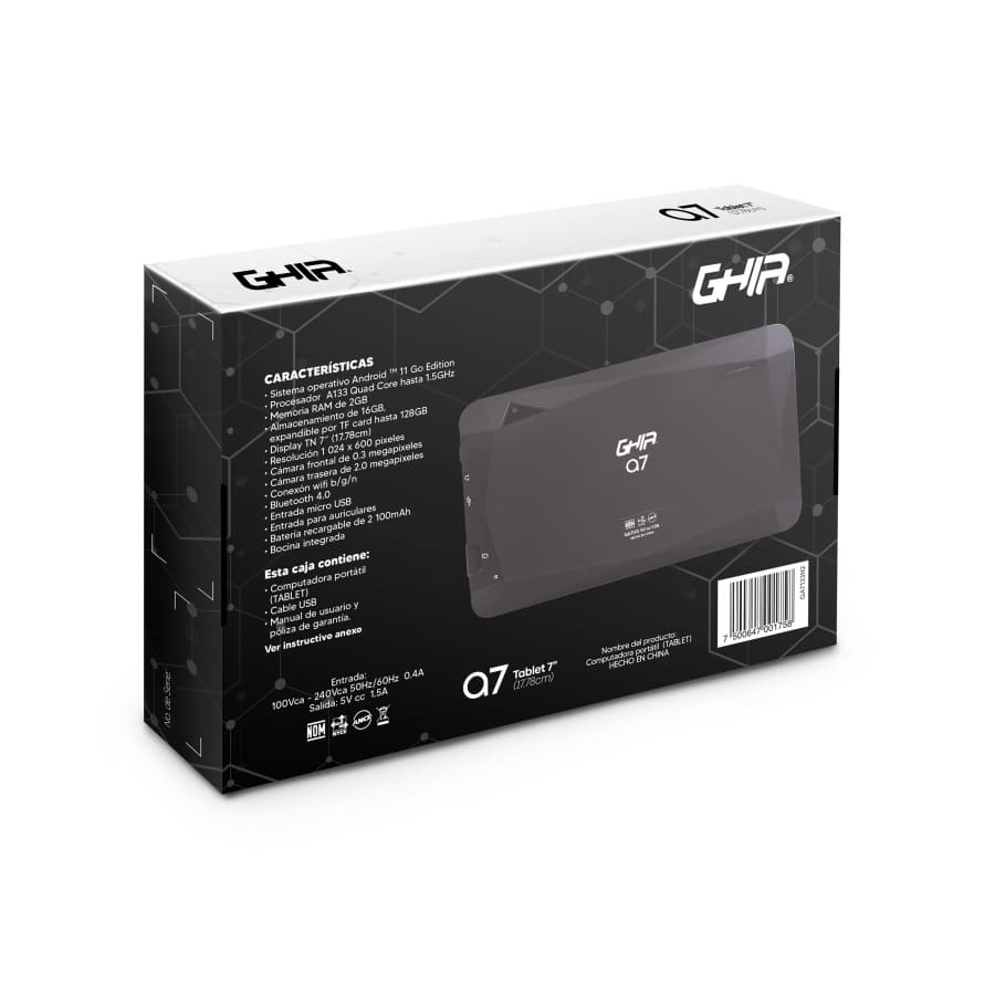 Foto 5 | Tableta de 7'' Ghia Ram 16gb Quadcore 2gb Negra