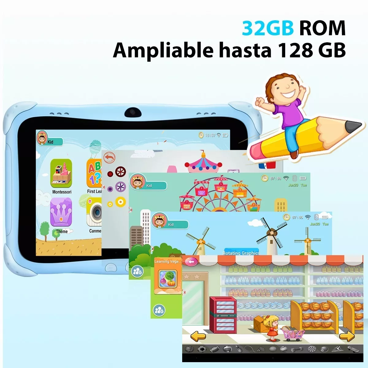 Foto 4 pulgar | Tablet 8'' 32 gb y 3 gb de Memoria RAM Eo Safe Imports  Esi-11236 Azul