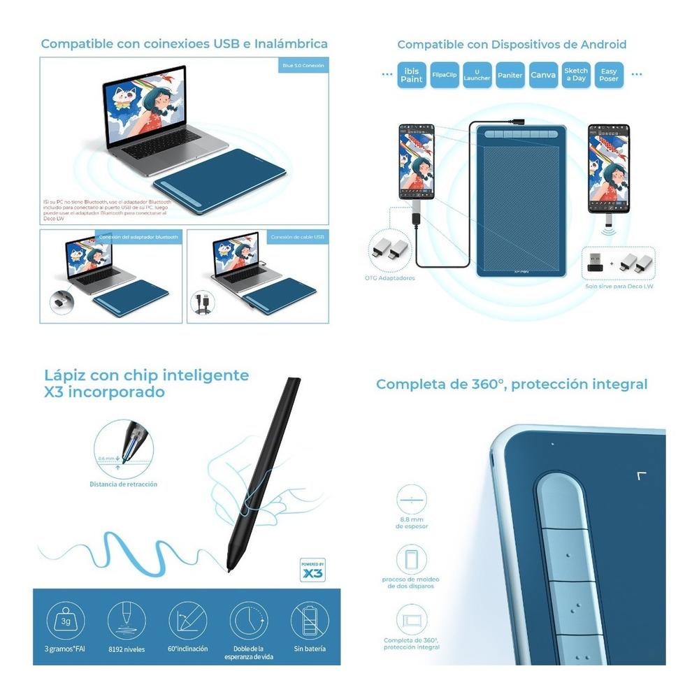 Foto 5 | Tableta Gráfica Drawing Deco Lw Con Bluetooth De Coloresxp-pen