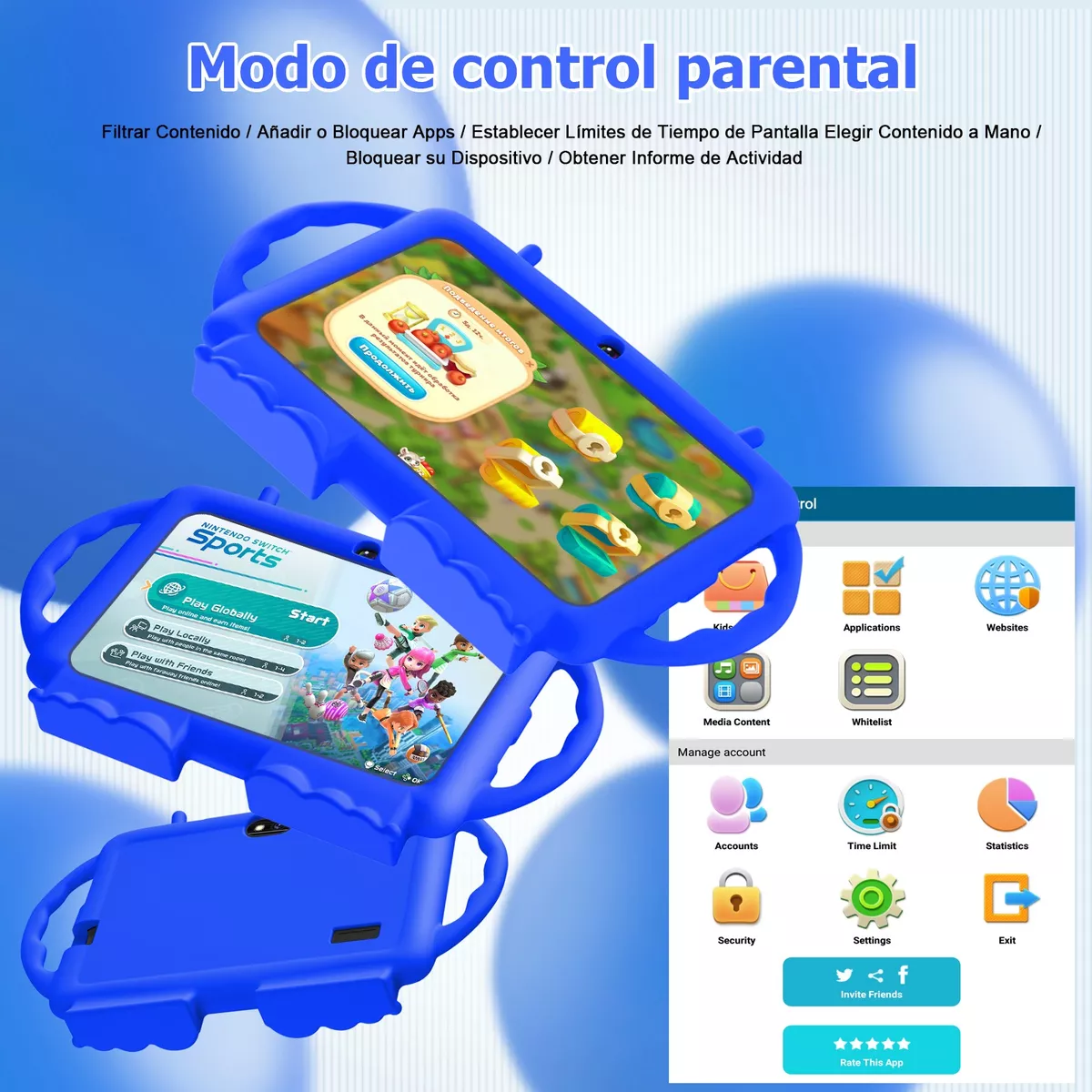 Foto 4 pulgar | Tablet Para Niños De 7 Pulgadas 32+3gb Memoria Ram Con Funda Eo Safe Imports Esi-14599 Multicolor