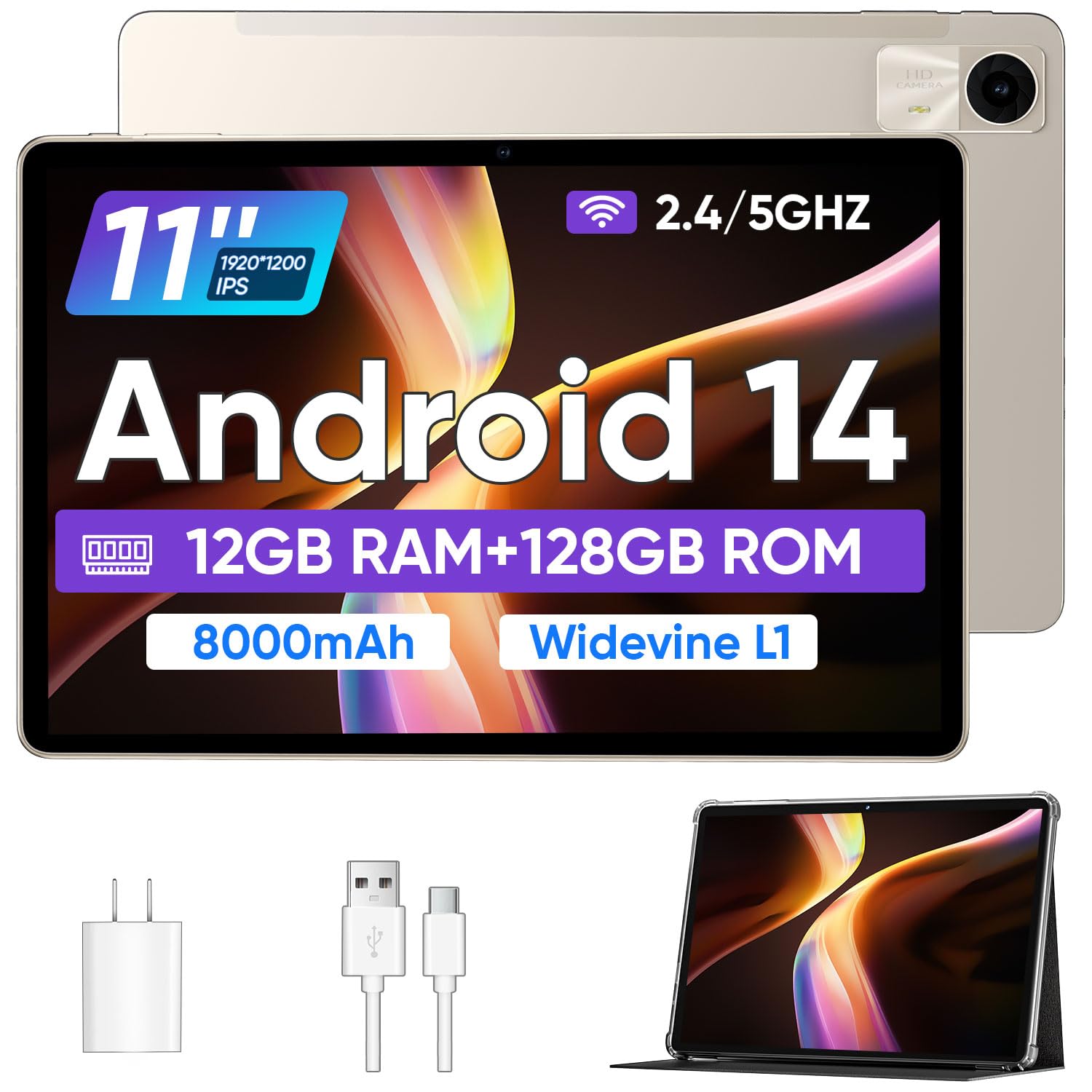 Tablet Ecopad E20 De 11 Pulgadas Con Android 14, 12 Gb De Ram, 128 Gb De Rom, Color Dorado - Venta Internacional.