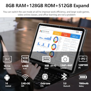 Foto 2 | Tablet Zonko 2025 2 En 1 De 10 Pulgadas Y 128 Gb Con Android 14 + Accesorios - Venta Internacional.