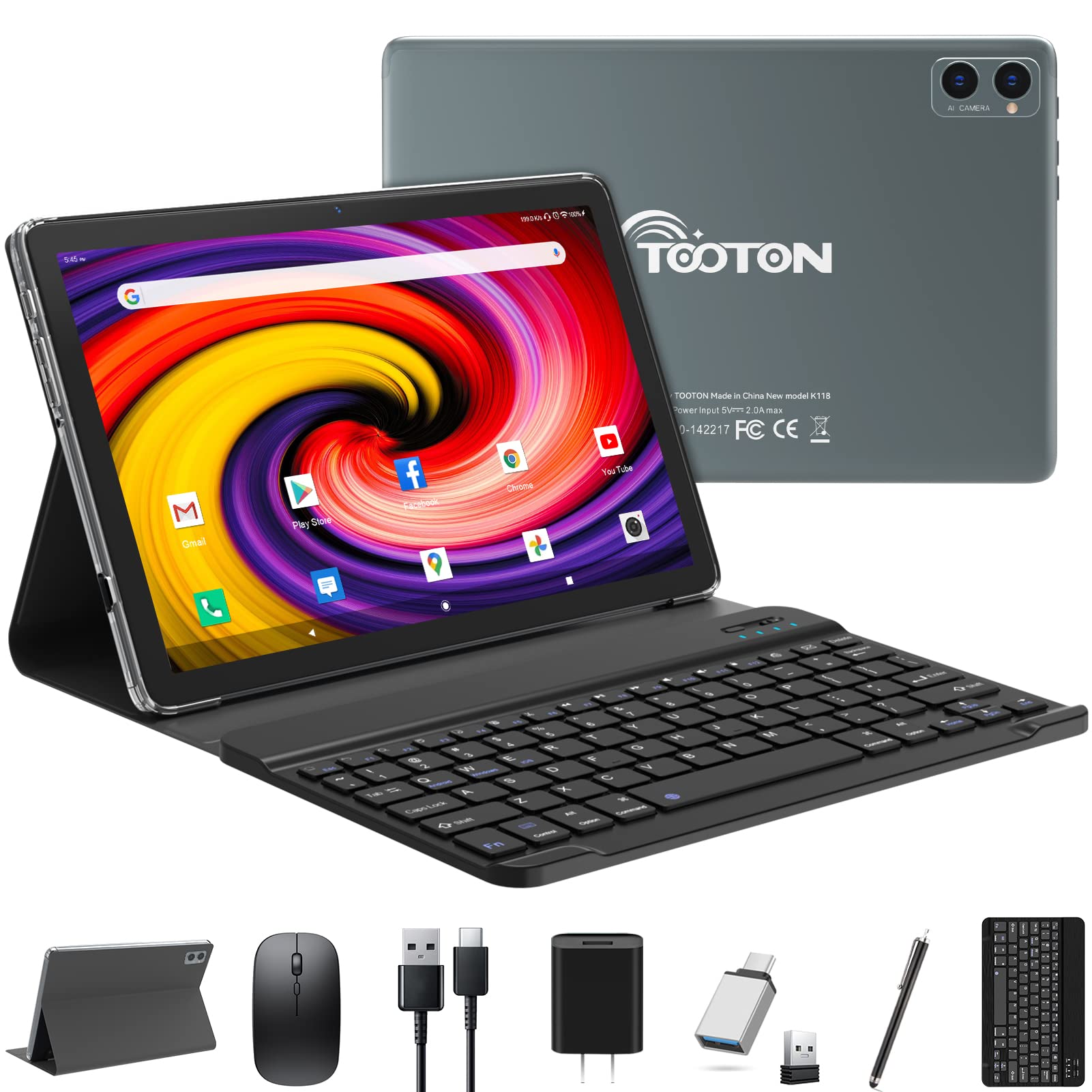 Tablet Tooton 2024, 10.1'', 2 En 1, Android, 128 Gb Y Teclado - Venta Internacional.