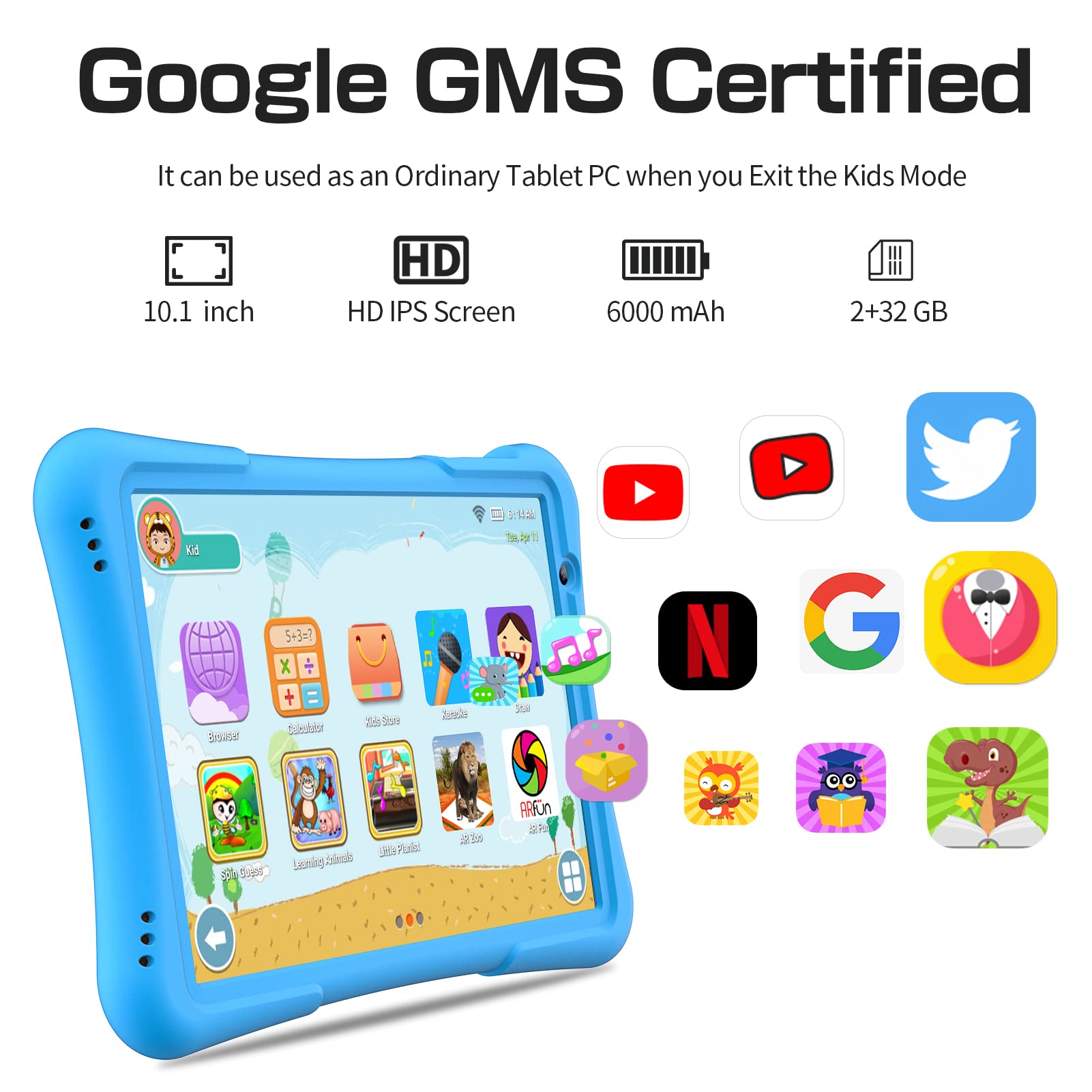 Foto 3 | Tableta Infantil Pritom Tab 10 Android 12 32 Gb, 10 Pulgadas, Azul - Venta Internacional.