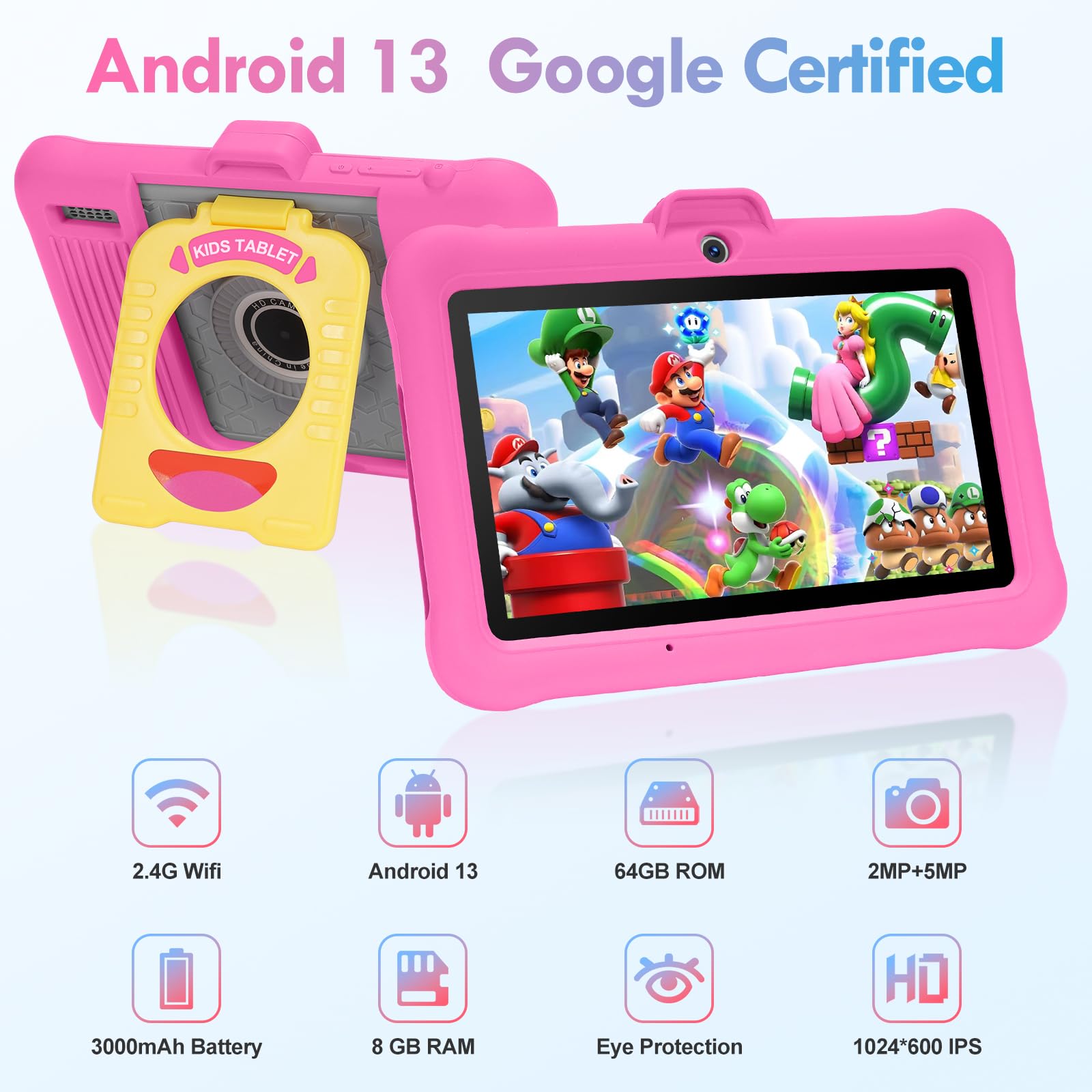 Foto 3 pulgar | Tablet Sumab Kids De 7 Pulgadas Con Android 13.0, 8 Gb De Ram Y 64 Gb De Rom, Color Rosa - Venta Internacional.