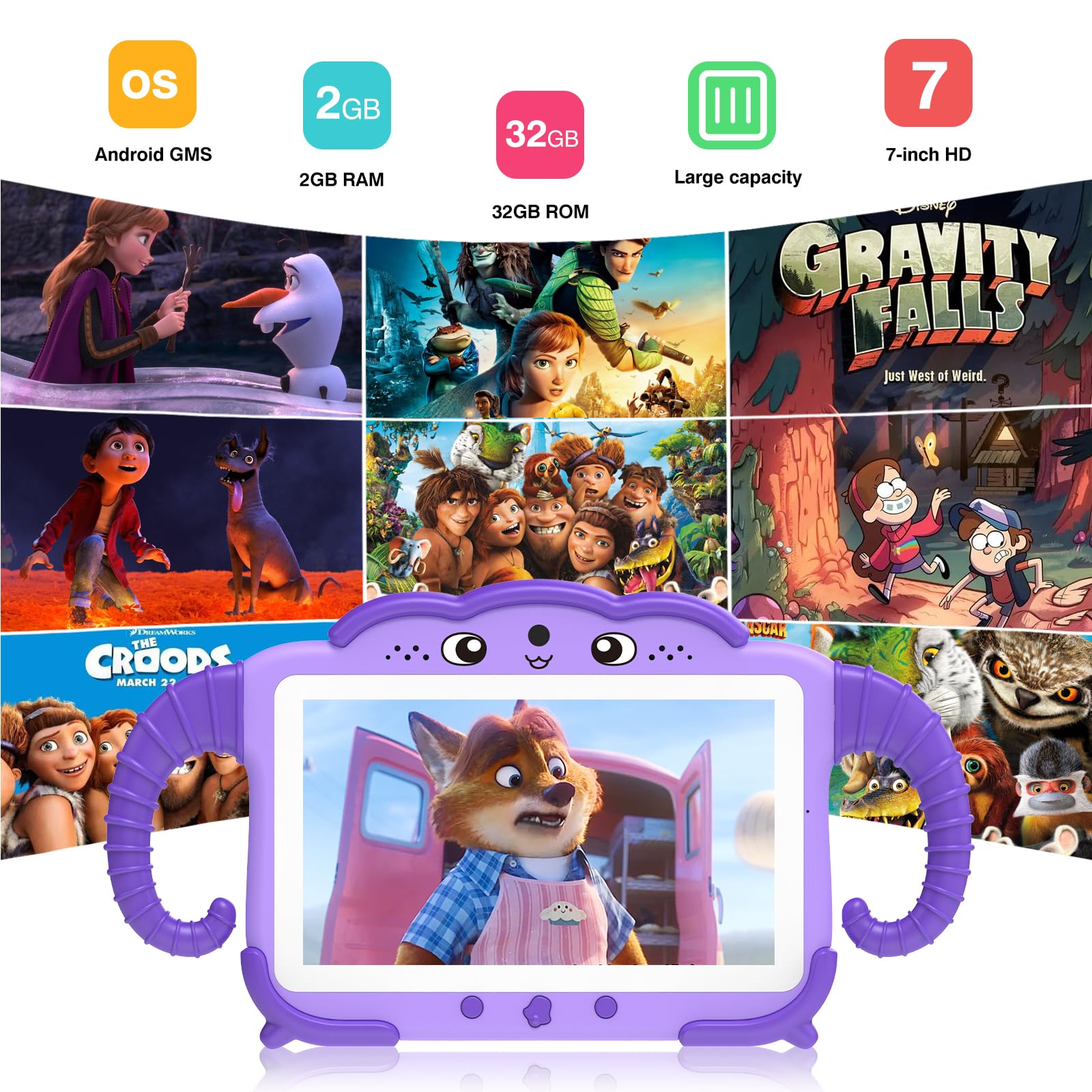 Foto 5 pulgar | Tablet Ujoyfeel de 7" 32 Gb Morada Infantil-Venta Internacional