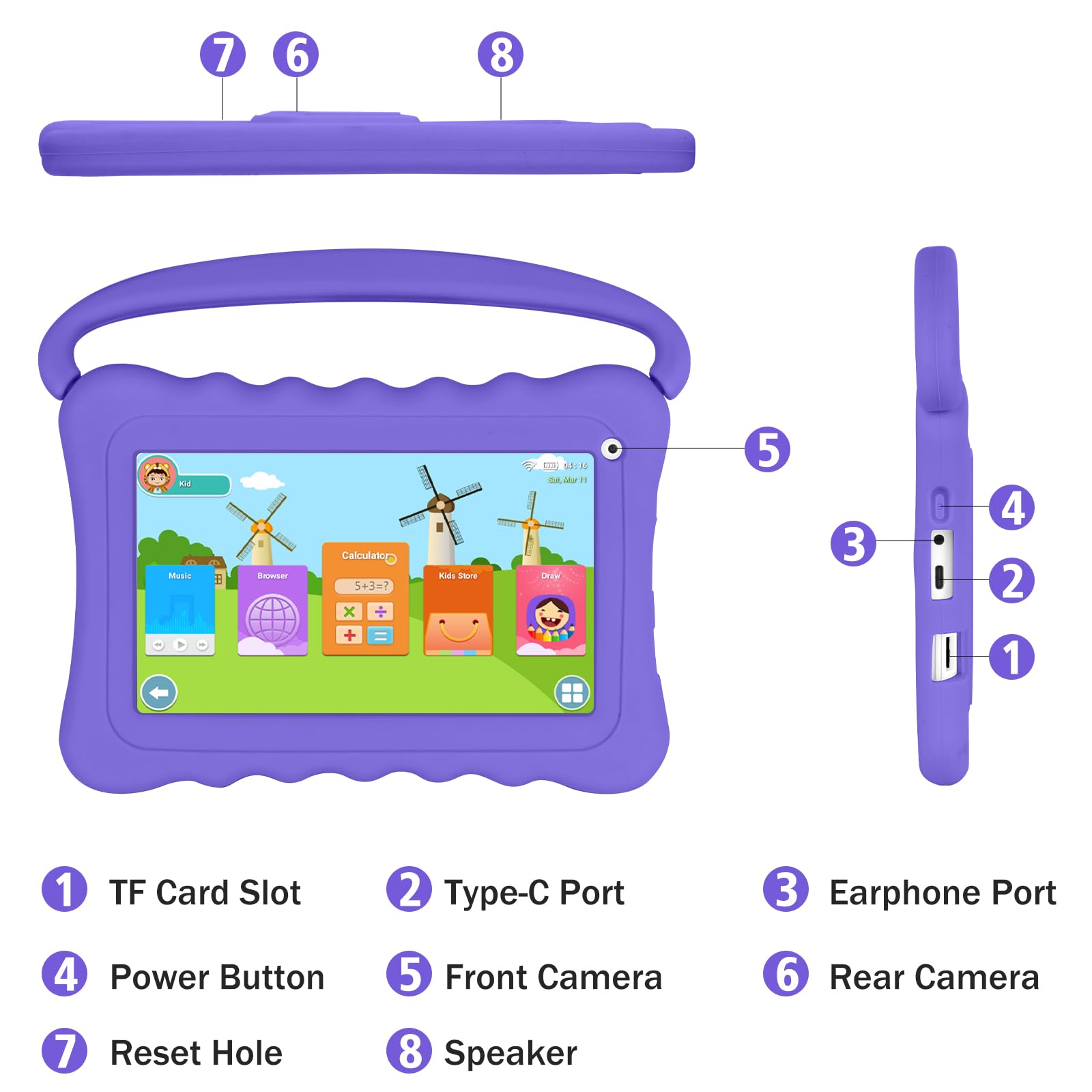 Foto 6 pulgar | Tablet Ujoyfeel de 7" 32 Gb Morada Infantil-Venta Internacional