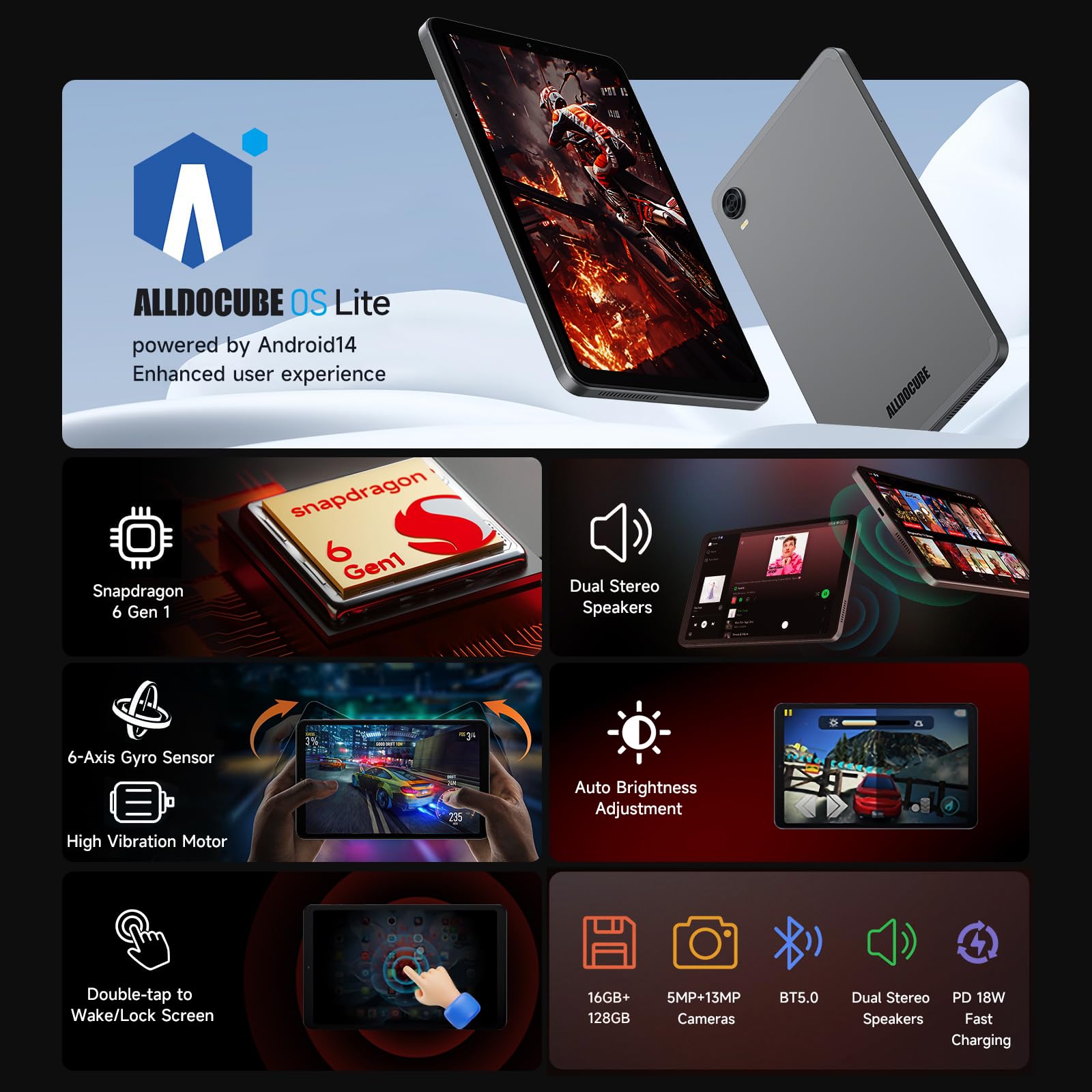 Foto 3 pulgar | Tableta Alldocube Iplay60 Mini Turbo De 8,4 Pulgadas, 16 Gb+128 Gb+1 Tb, Android 14 - Venta Internacional.