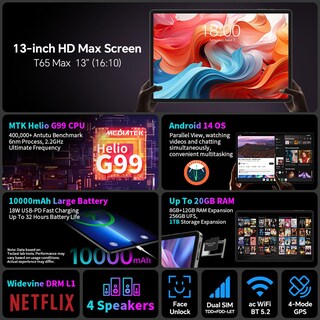 Foto 7 | Tableta Teclast T65max 13 Android 14 256 Gb Rom 8 Gb Ram - Venta Internacional.
