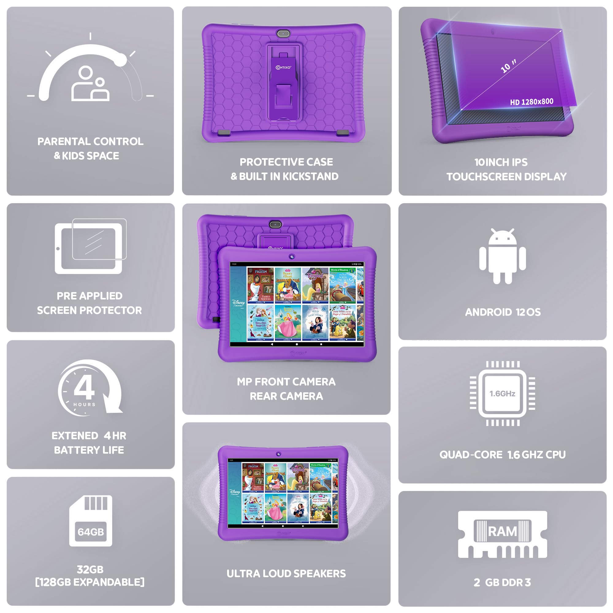 Foto 6 pulgar | Tablet Contixo 10 Android Kids 32 Gb +80 Libros De Cuentos De Disney - Venta Internacional.