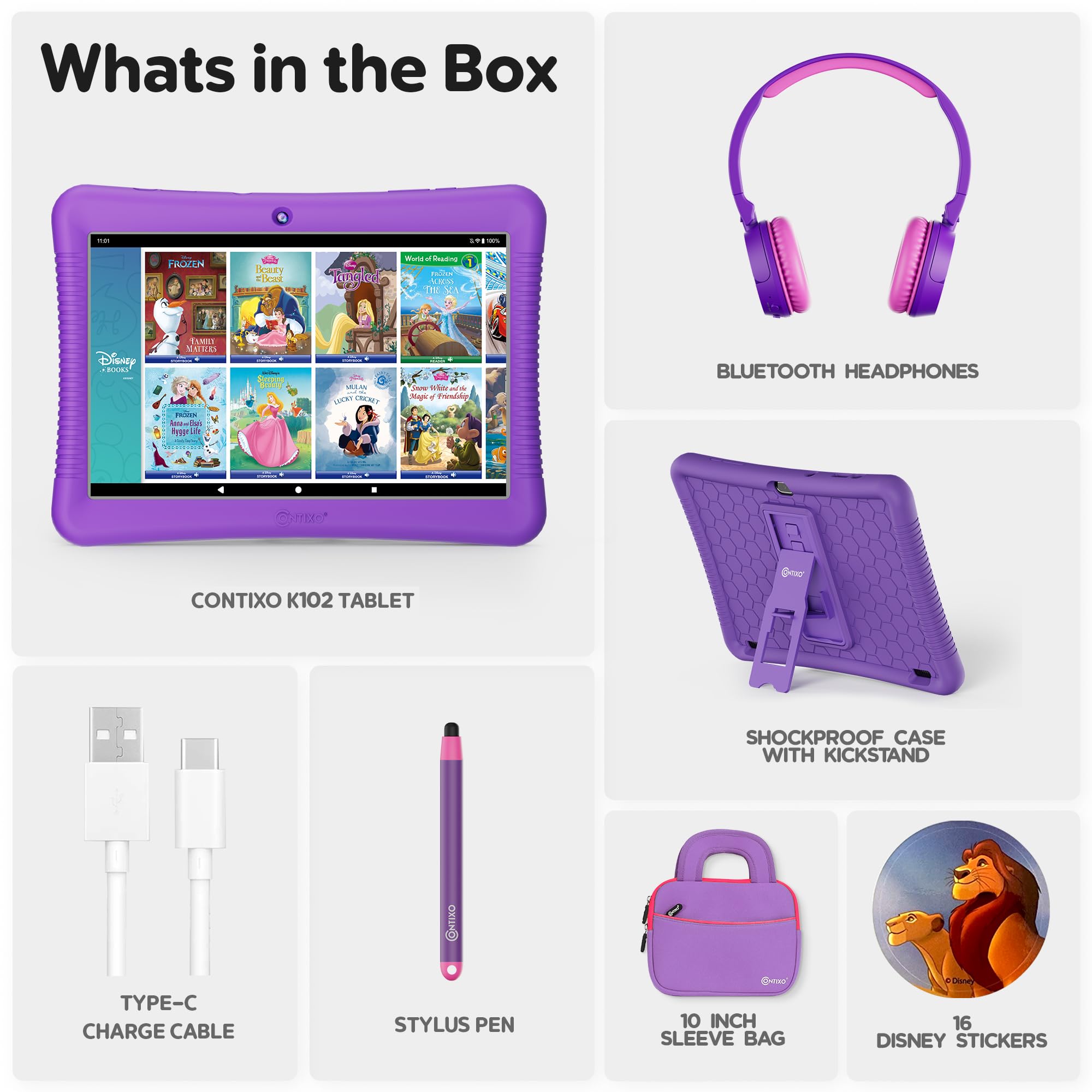 Foto 7 pulgar | Tablet Contixo 10 Android Kids 32 Gb +80 Libros De Cuentos De Disney - Venta Internacional.
