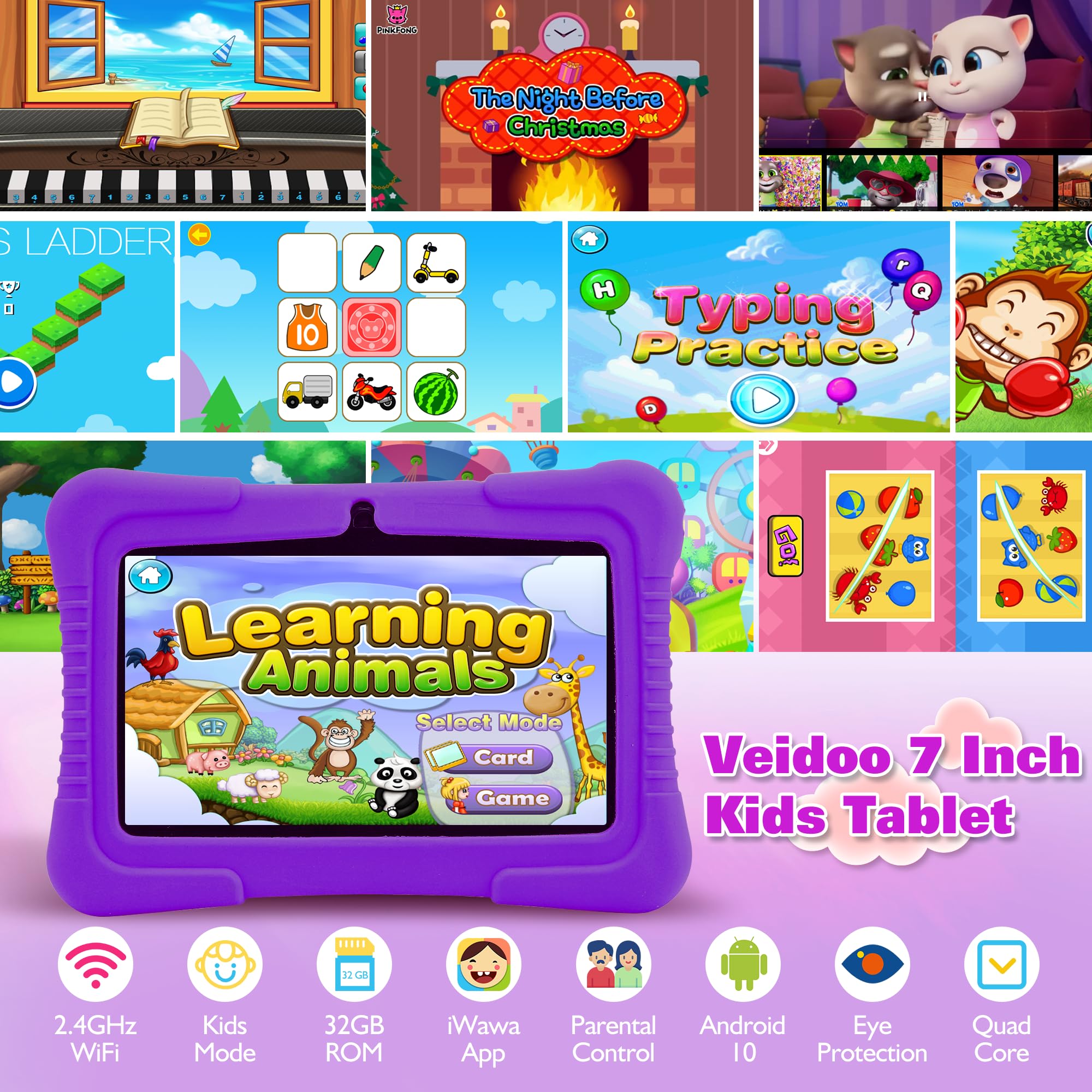 Foto 3 pulgar | Tableta Infantil Veidoo V88 De 7 Pulgadas Con Android, 2 Gb De Ram Y 32 Gb De Rom - Venta Internacional.