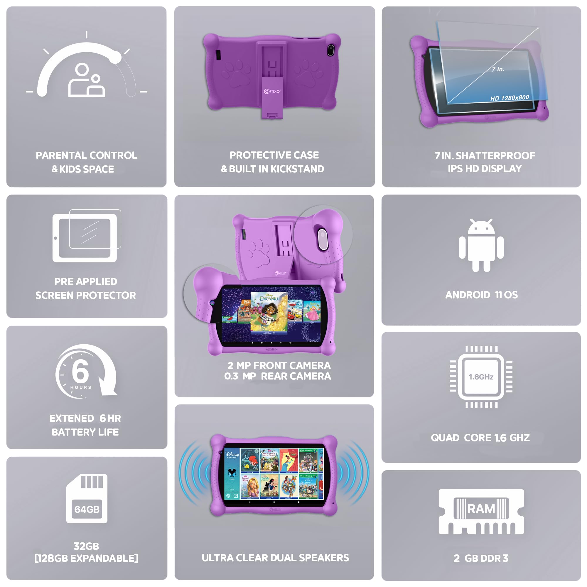 Foto 7 pulgar | Tablet Contixo Disney Kids Learning De 7 Pulgadas, Wifi Y Bluetooth - Venta Internacional.