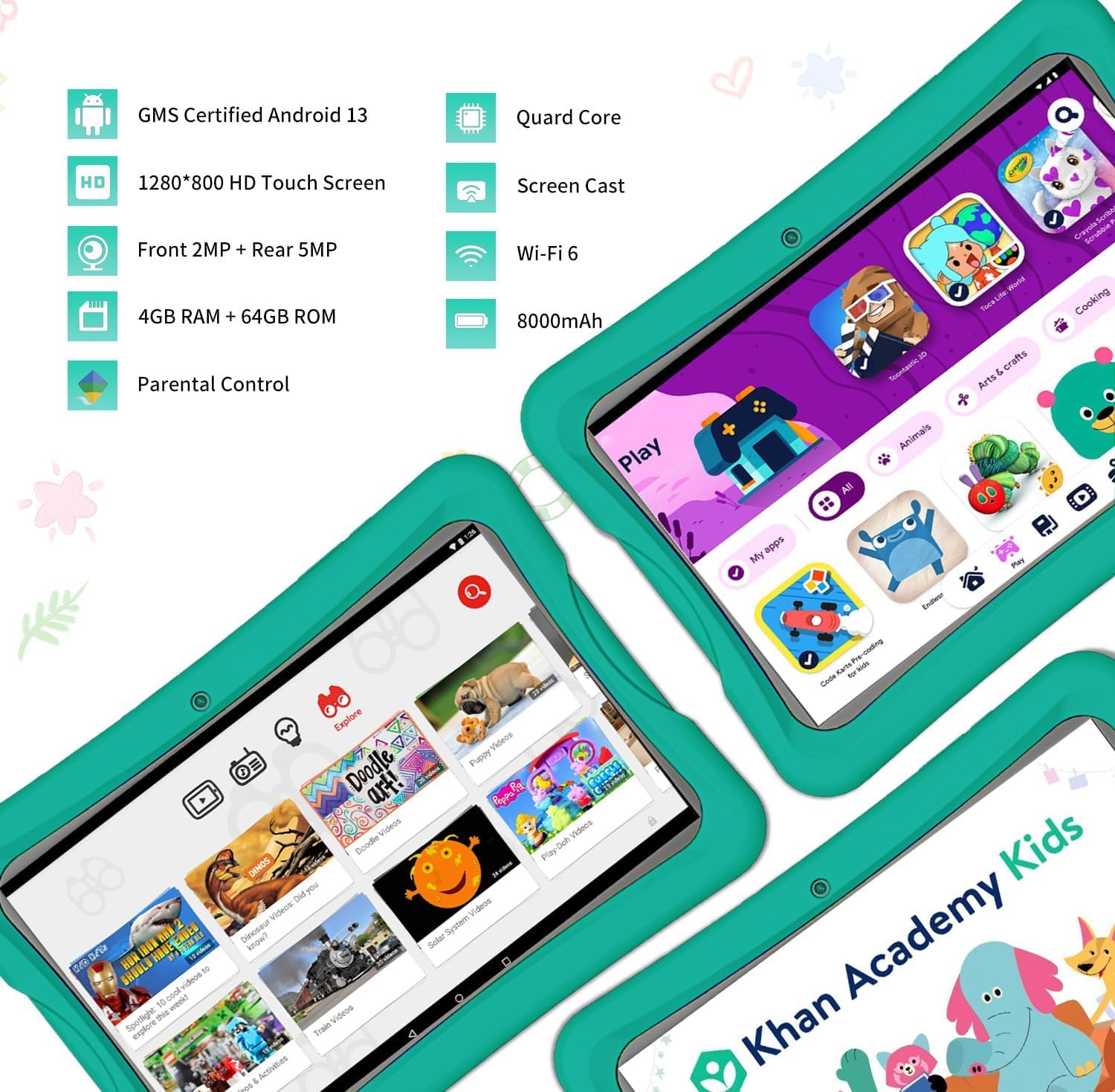 Foto 2 | Tableta Infantil Nobklen Android 13 De 10 Pulgadas, 4 Gb De Ram, 64 Gb, Wifi 6 - Venta Internacional.