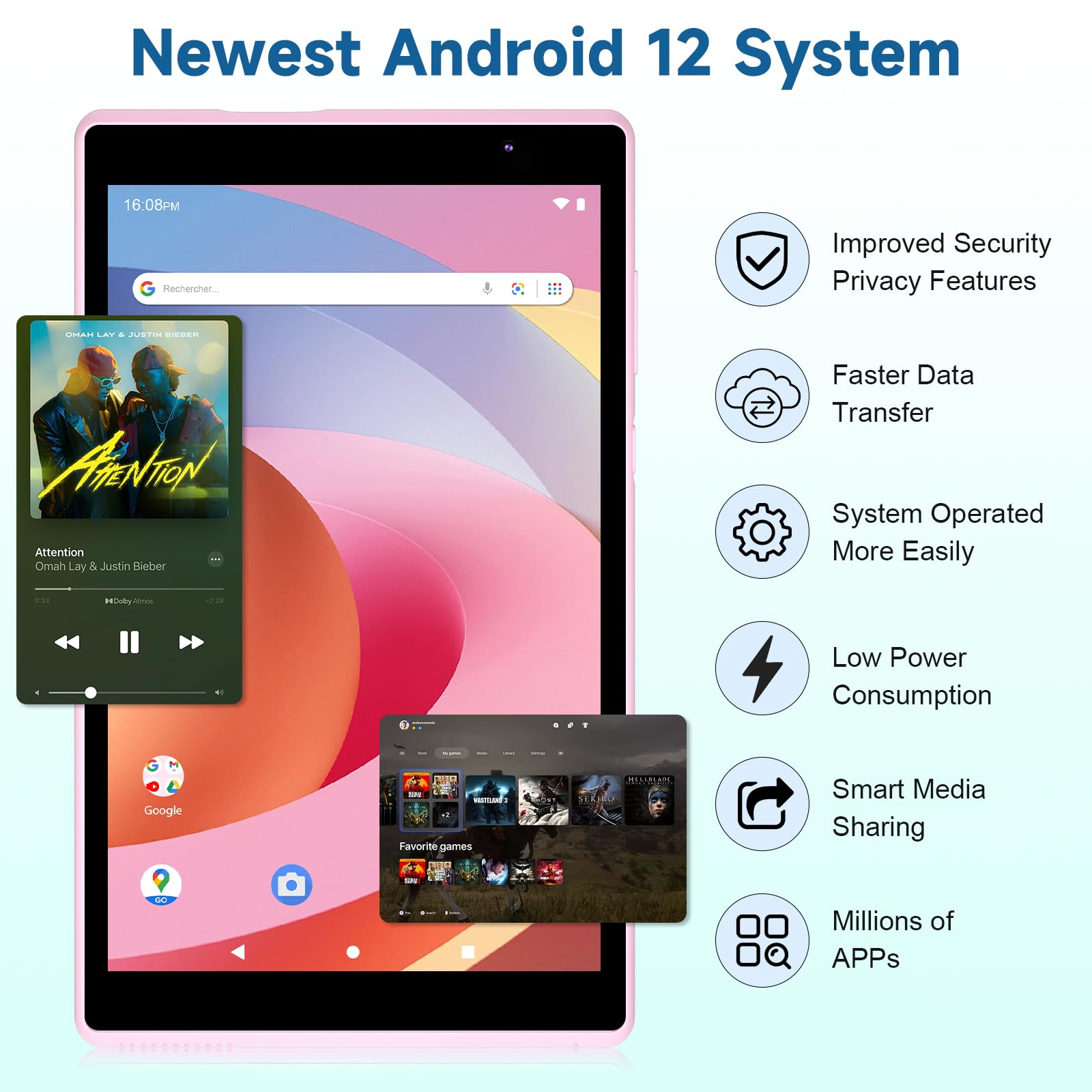 Foto 3 pulgar | Tablet Byandby Android 12 De 8 Pulgadas, 4 Gb De Ram, 32 Gb De Rom, Rosa - Venta Internacional.