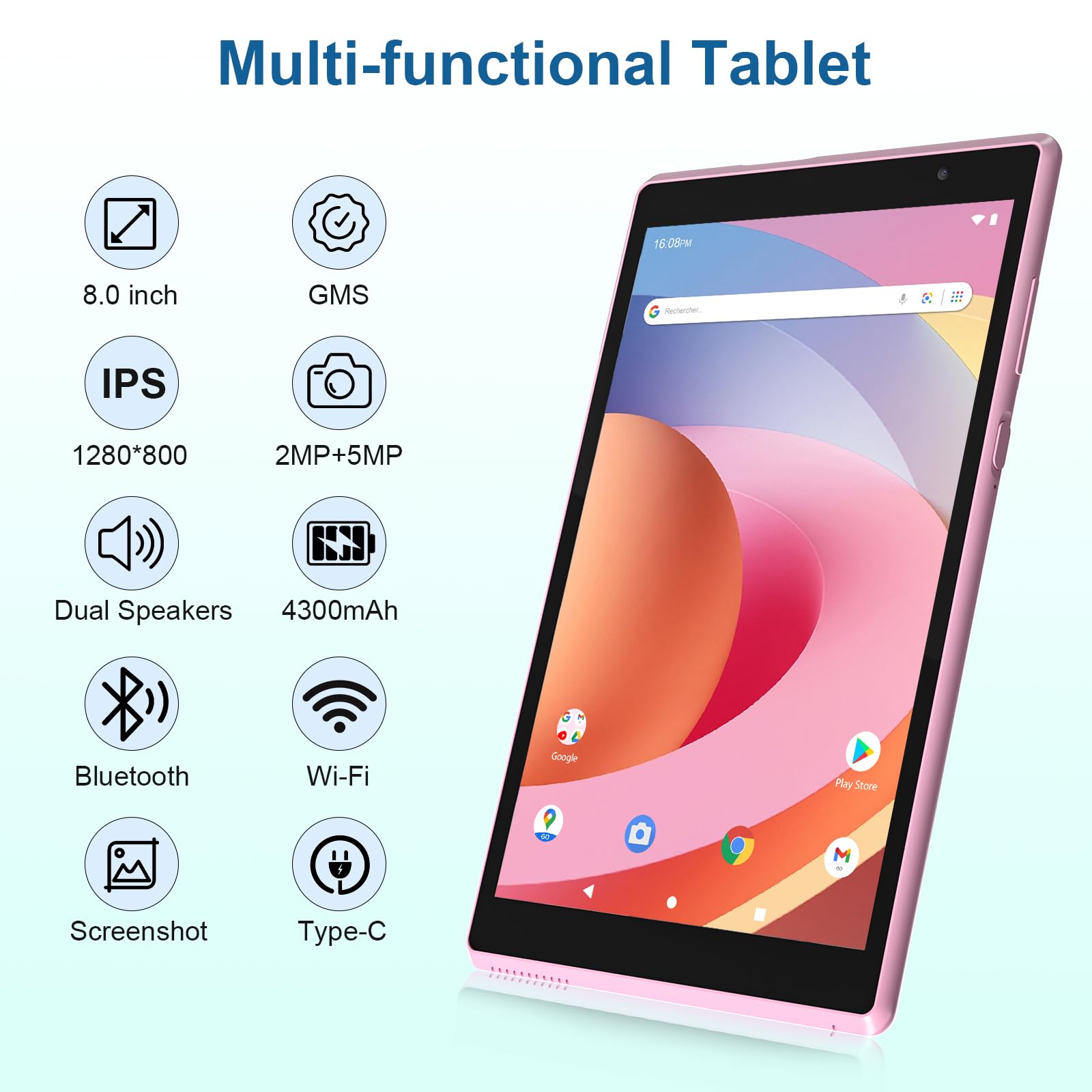 Foto 4 pulgar | Tablet Byandby Android 12 De 8 Pulgadas, 4 Gb De Ram, 32 Gb De Rom, Rosa - Venta Internacional.