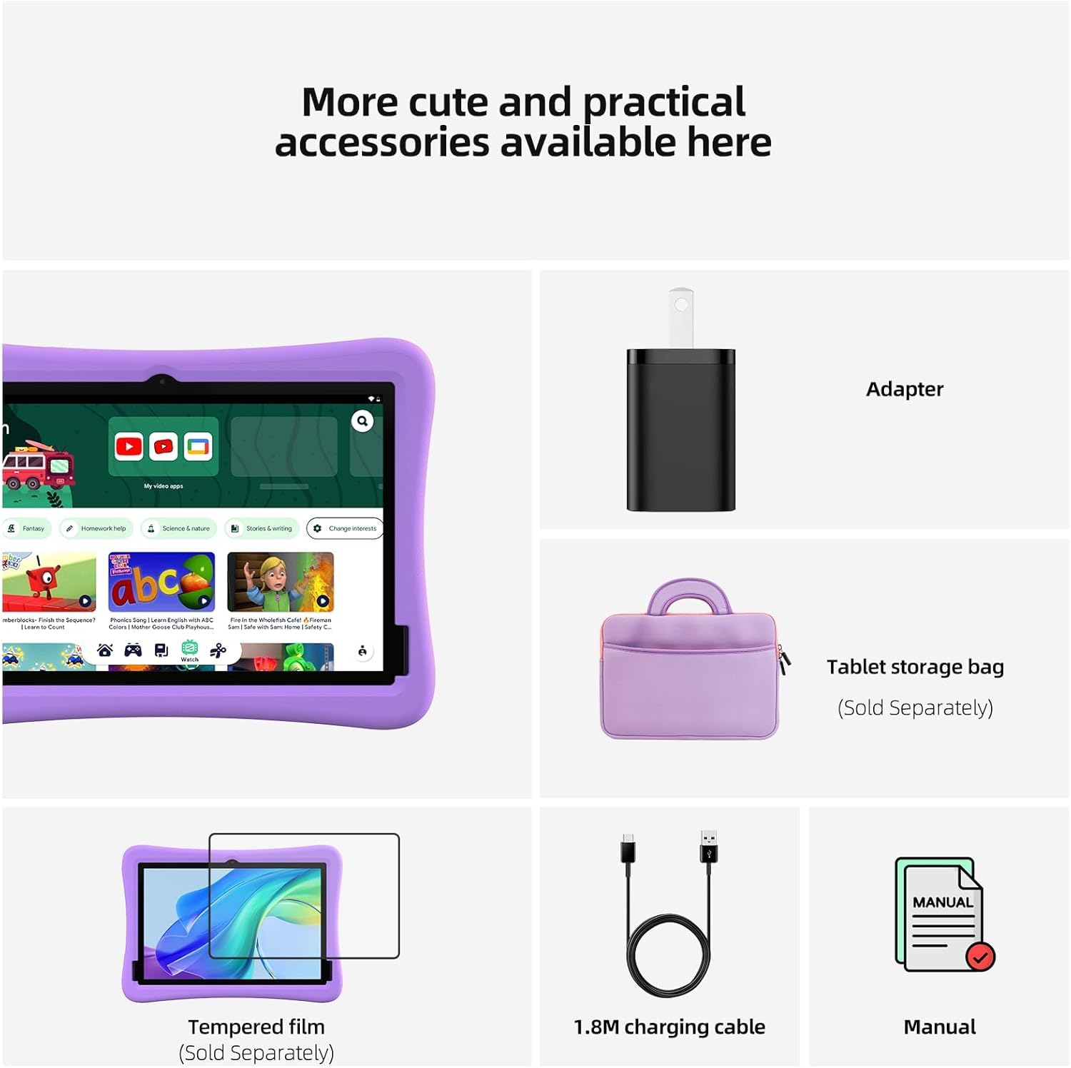 Foto 7 pulgar | Tableta Infantil Plimpton 2025 De 10 Pulgadas Con Android 14, 4 Gb+64 Gb, Violeta - Venta Internacional.