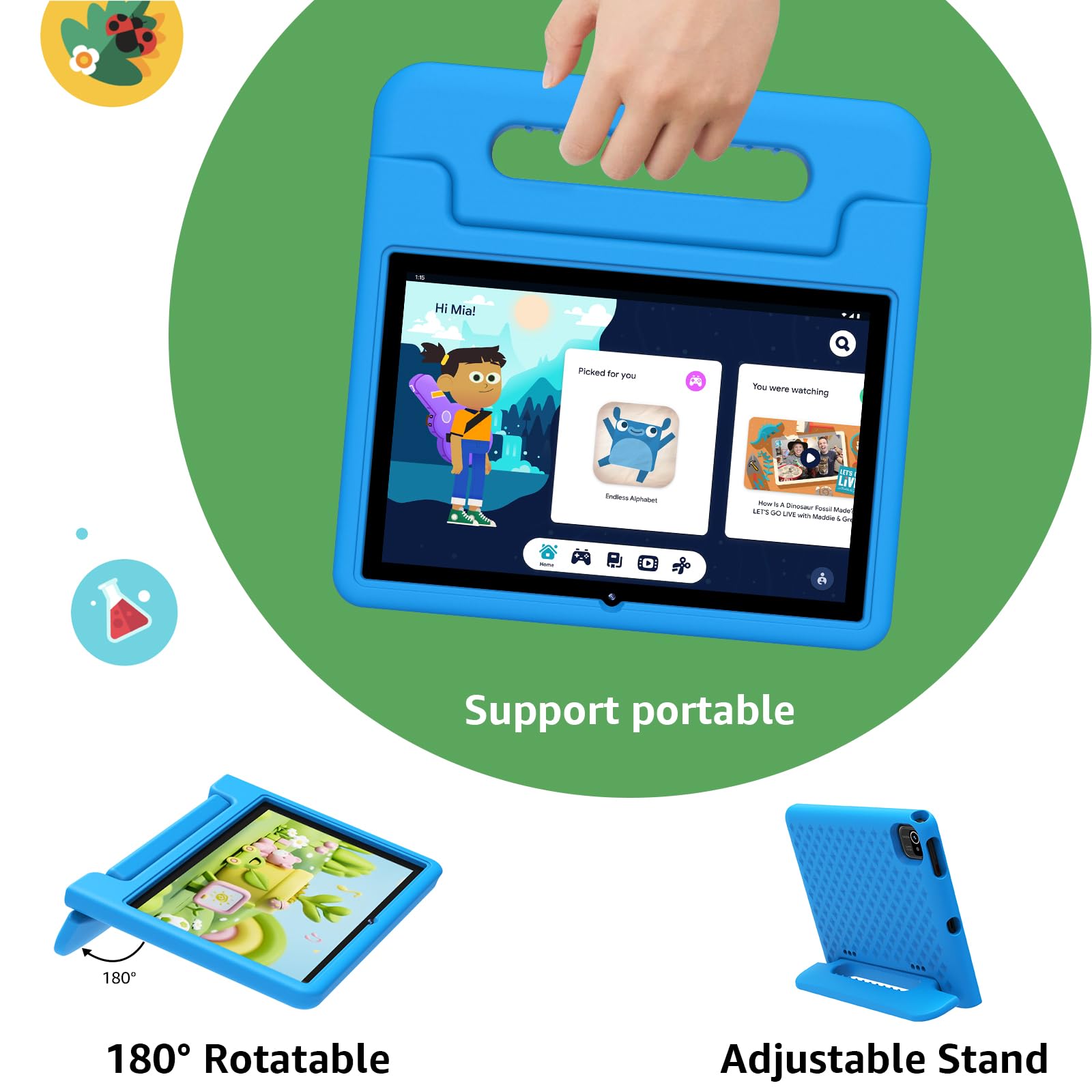 Foto 5 pulgar | Tablet Apolosign Kids Android 14 10,1'' 6+64gb Con Funda Azul - Venta Internacional.