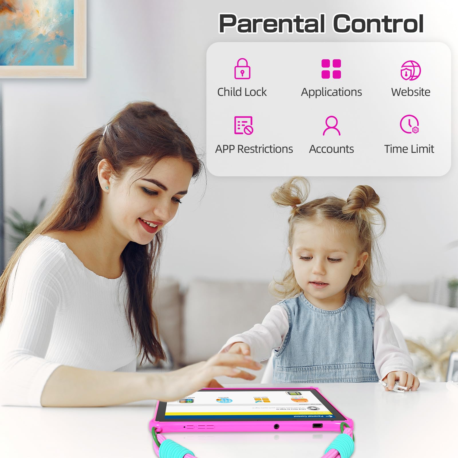Foto 5 pulgar | Tableta Infantil Pritom M10 Android 13 De 10 Pulgadas Y 64 Gb Con Cordón Rosa - Venta Internacional.
