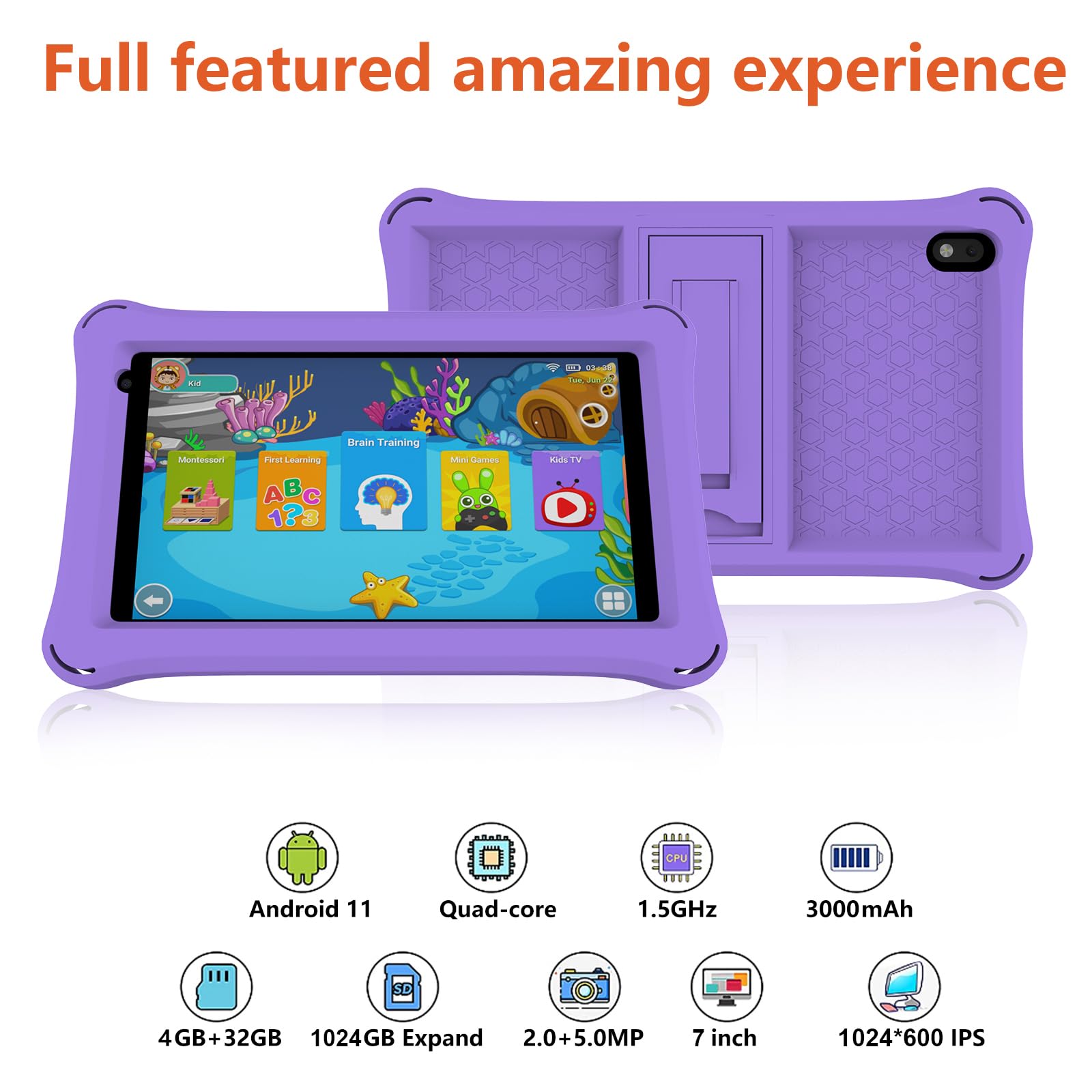 Foto 4 pulgar | Tablet Atozee Kids De 7 Pulgadas Con Android, 32 Gb De Rom Y 4 Gb De Ram, Con Funda - Venta Internacional.