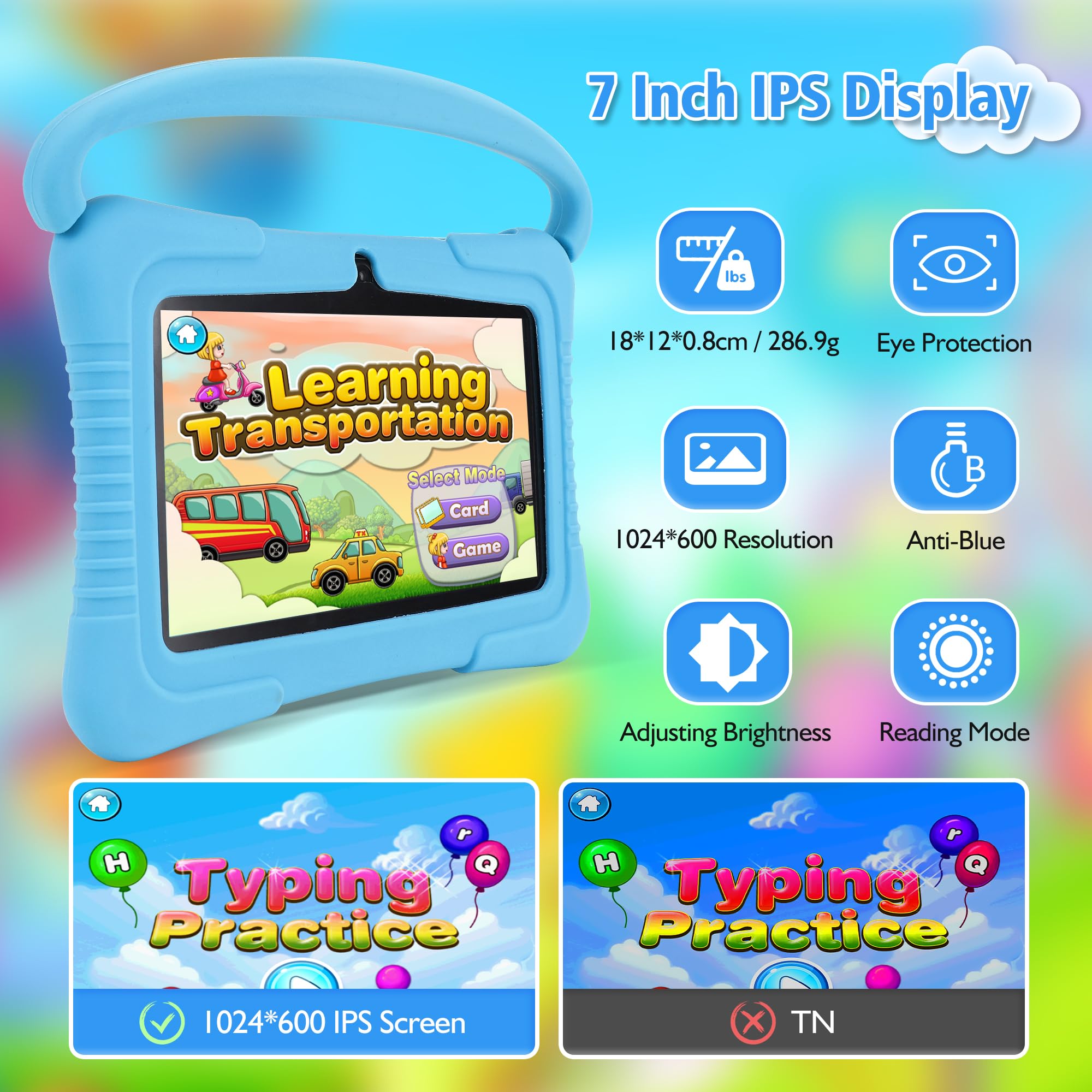 Foto 5 pulgar | Tableta Infantil Veidoo V88 De 7 Pulgadas Con Android, 2 Gb De Ram Y 32 Gb De Rom, Color Azul - Venta Internacional.