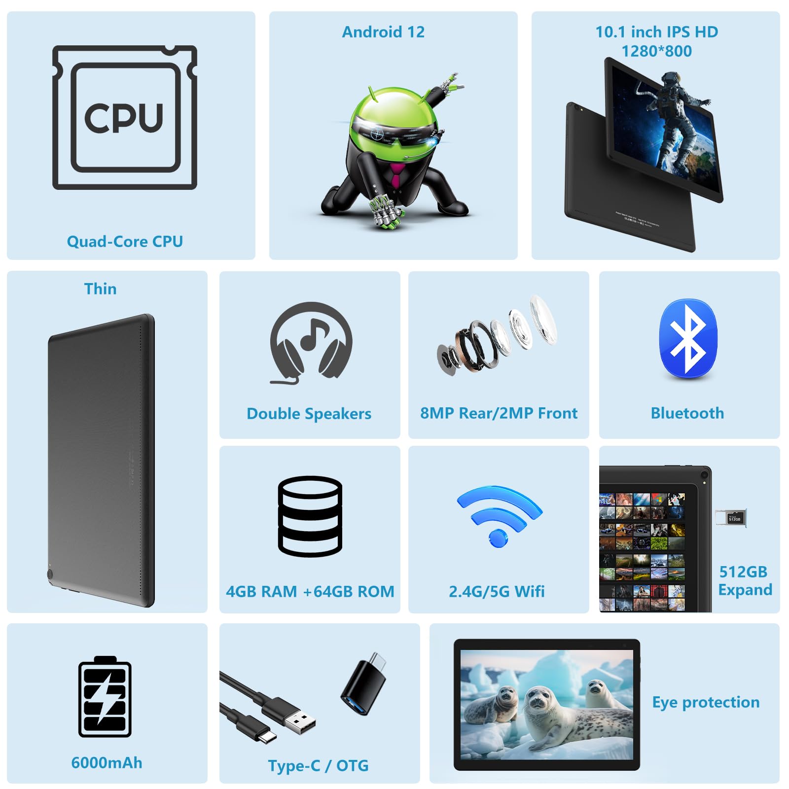 Foto 2 | Tablet Coopers 2 En 1 De 10 Pulgadas, 4 Gb De Ram, 64 Gb De Rom, Android 12 - Venta Internacional.