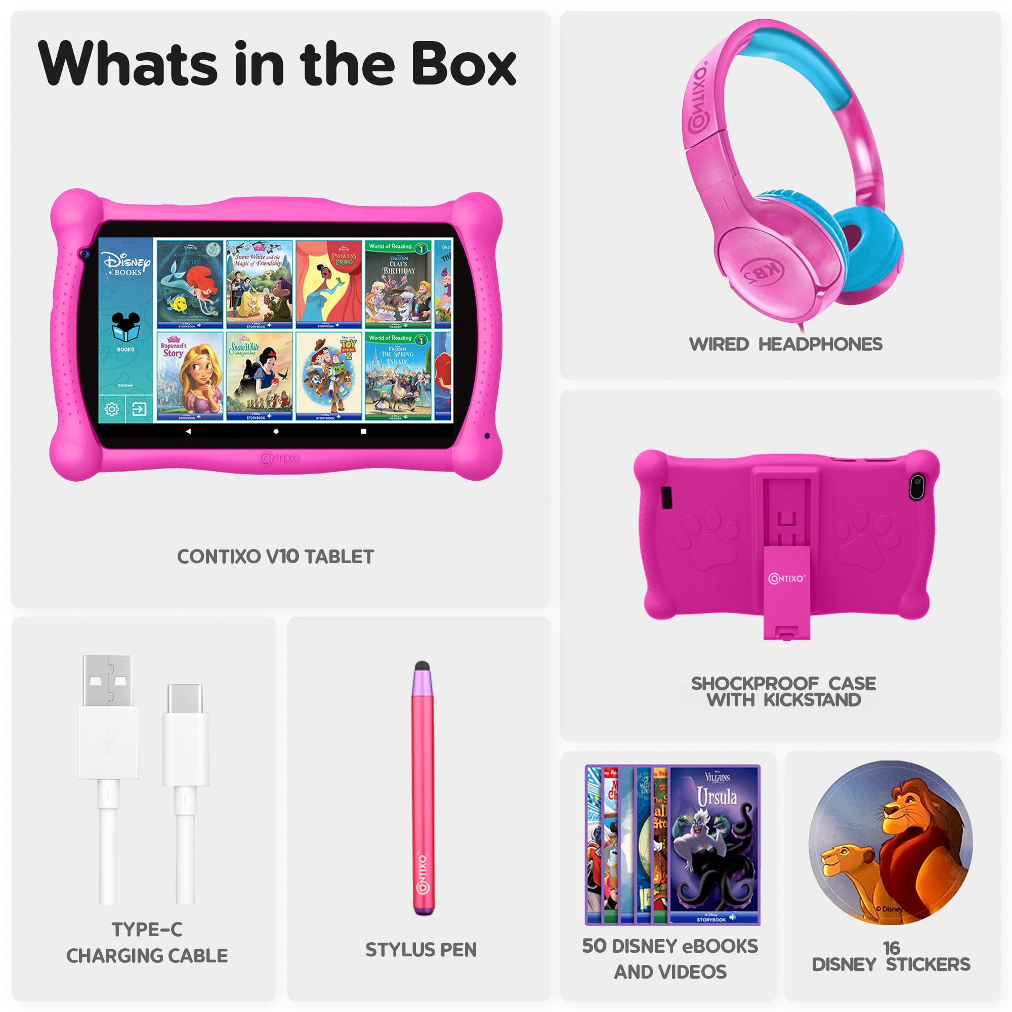 Foto 8 pulgar | Tablet Contixo 7 Disney Kids Learning Wifi Bluetooth Rosa - Venta Internacional.