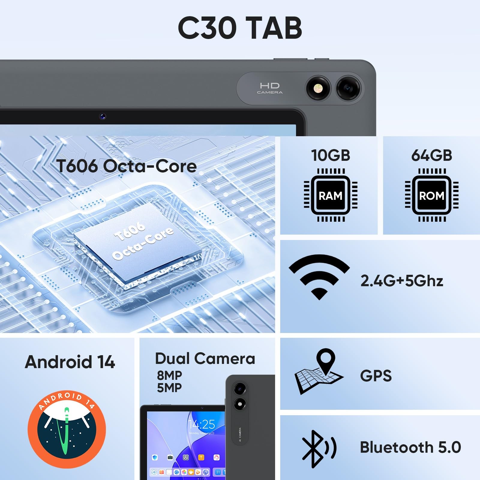 Foto 3 pulgar | Tableta Colorroom 10.1 Android 14 10 Gb Ram 64 Gb Rom 1 Tb Azul - Venta Internacional.
