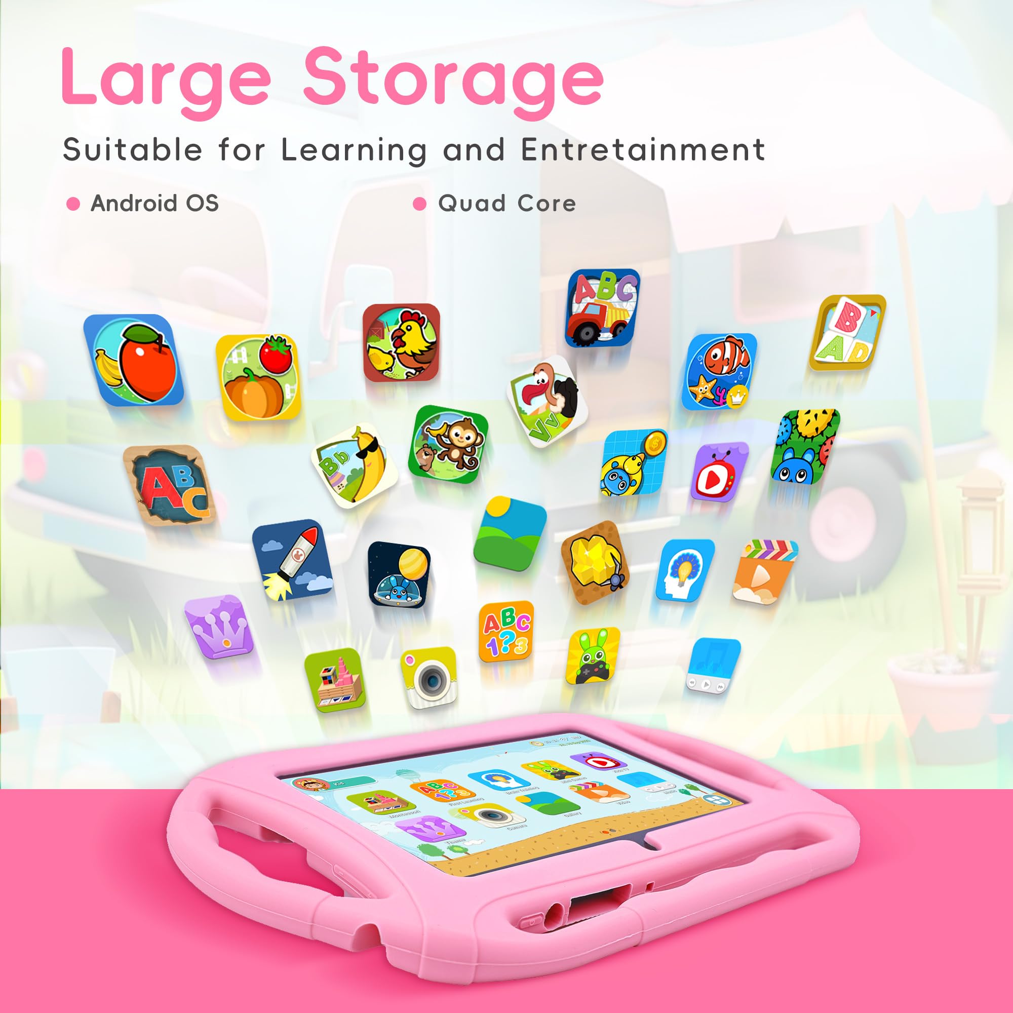 Foto 2 | Tablet Veidoo Kids de 7 Pulgadas con Android 2 Gb de Ram y 32 Gb de Rom  Rosa - Venta Internacional